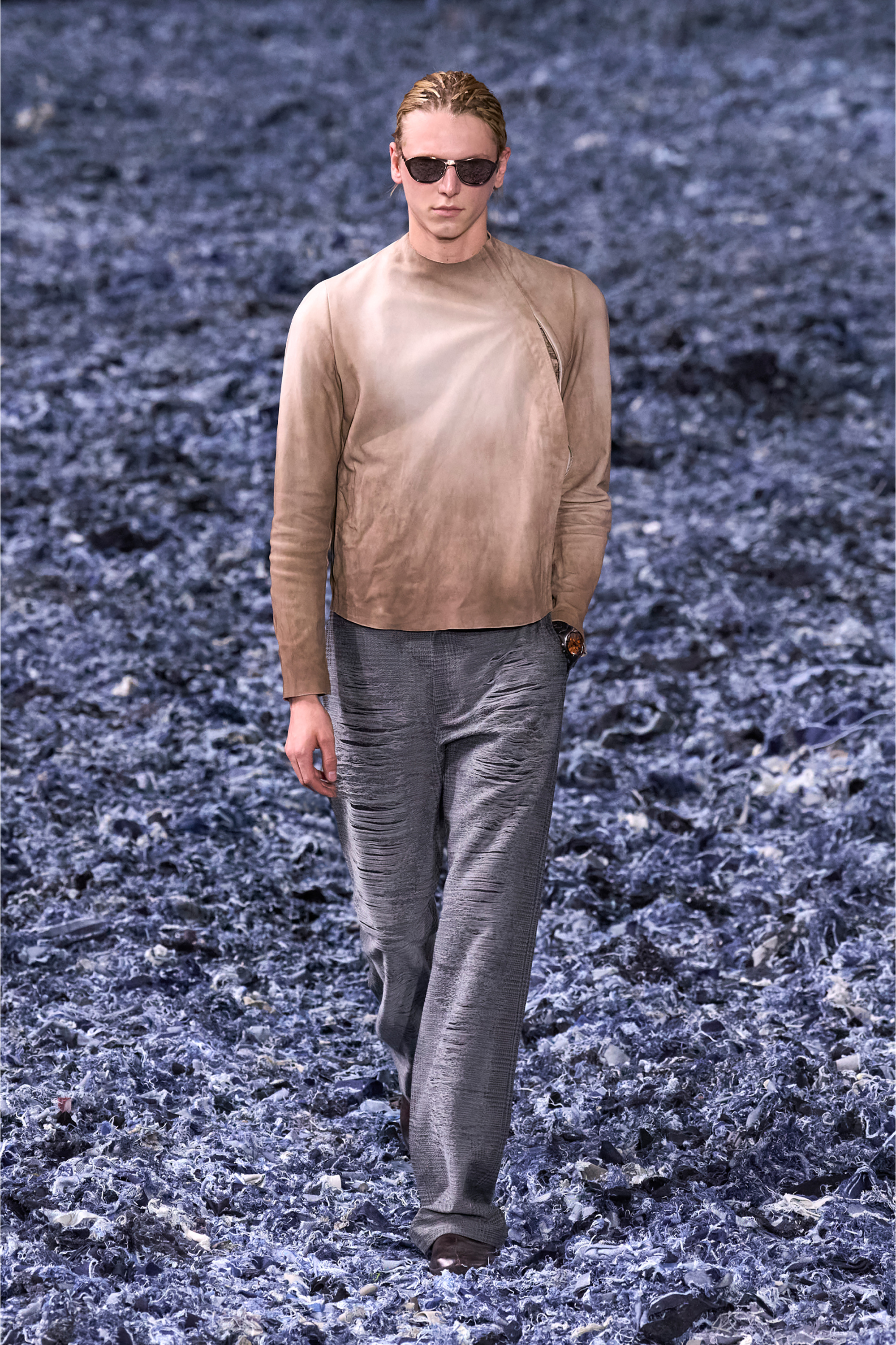 Diesel - P-BOIX, Male's Checked pants with slashed front in グレー - 4