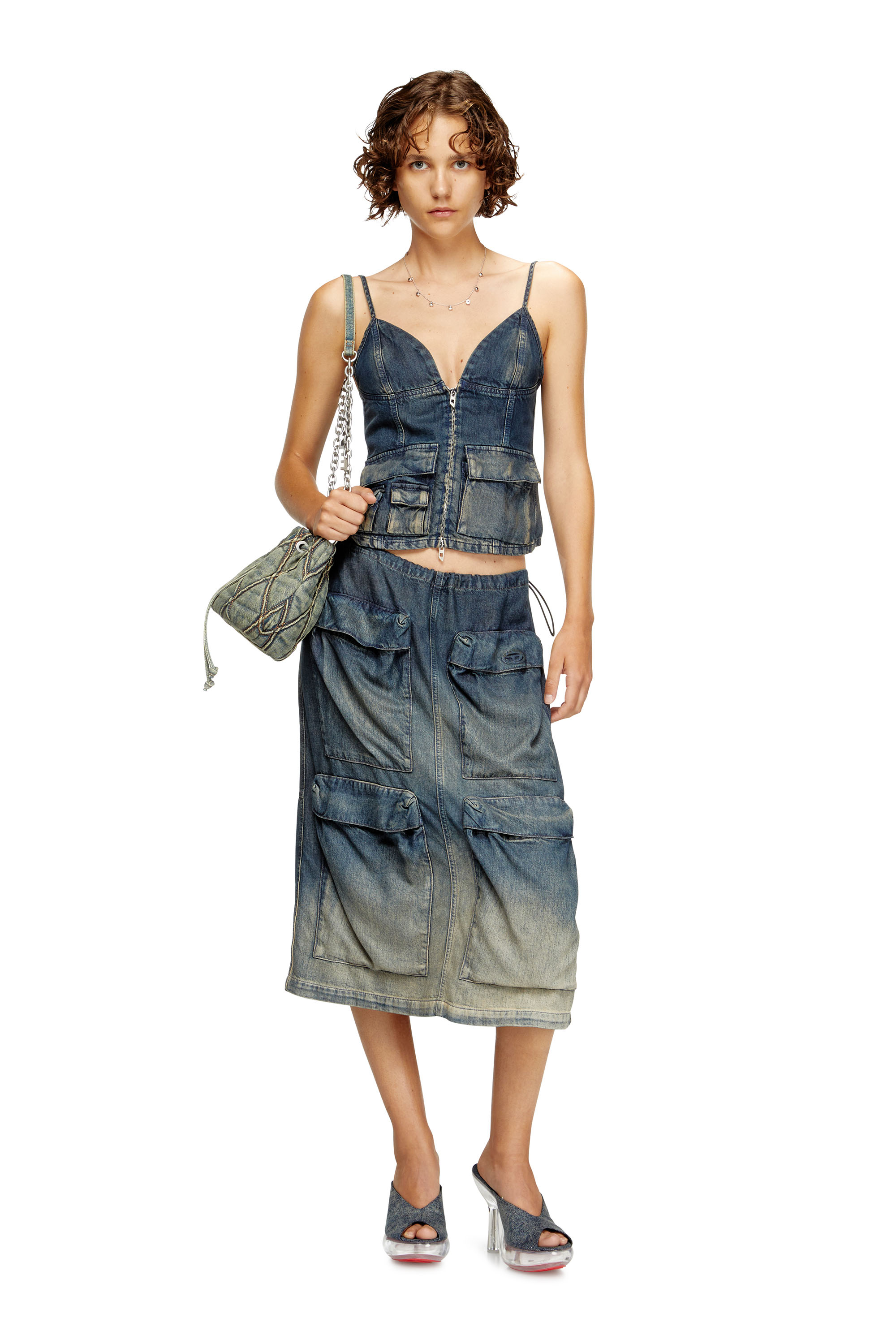 Diesel - DE-MELLIS-S, Female's Top in gradient fluid denim in ダークブルー - 1