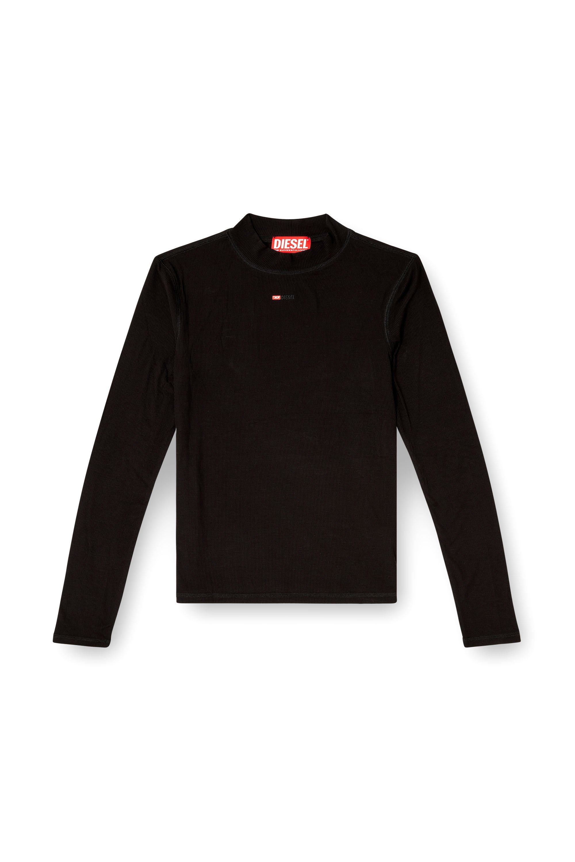 Diesel - T-MOKKY-LS-MICRODIV, Male's Mock-neck top with micro logo in ブラック - 3