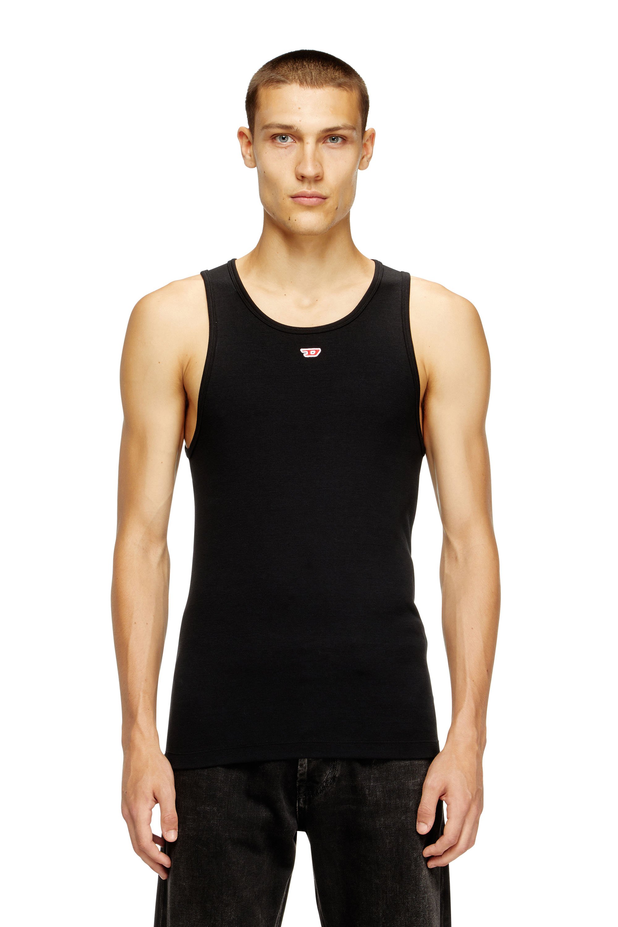 Diesel - T-LIFTY-D, Male's Tank top with mini D logo patch in ブラック - 1