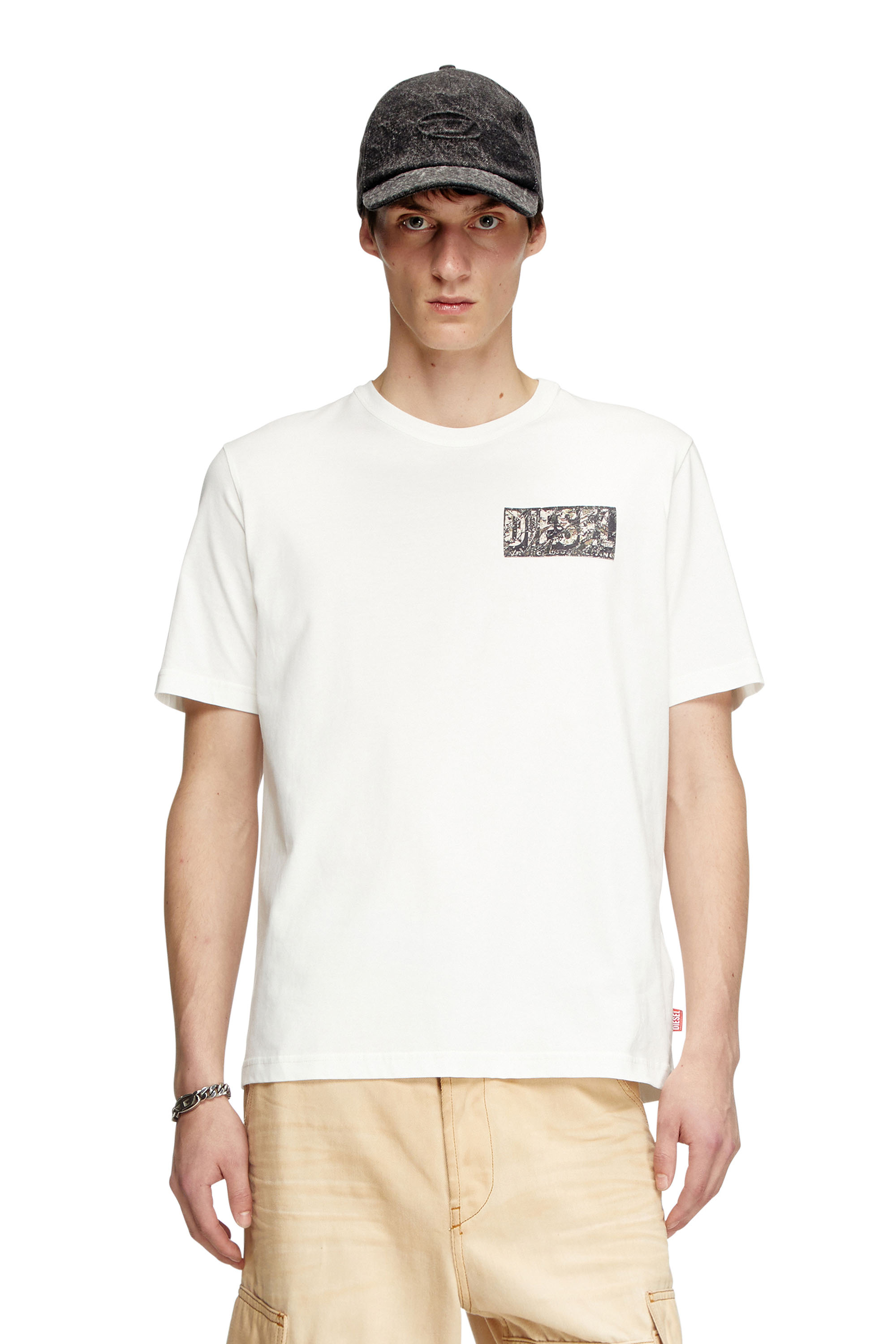Diesel - T-ADJUST-R19, Male's Tシャツ in ホワイト - 3