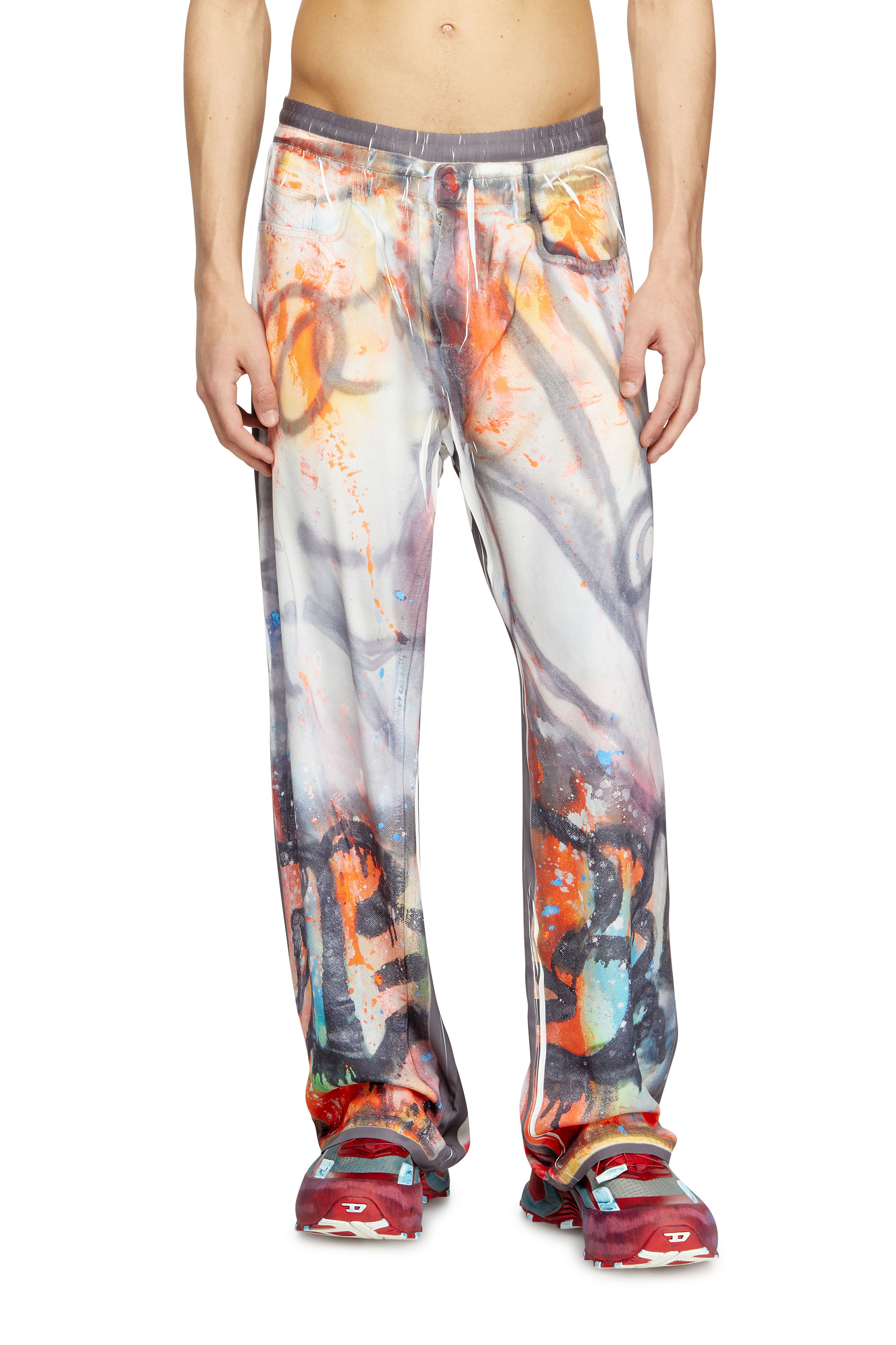 Diesel - P-AFTER-GRAFFITI-USA, Unisex's Relaxed pant with graffiti print in グレー - 3