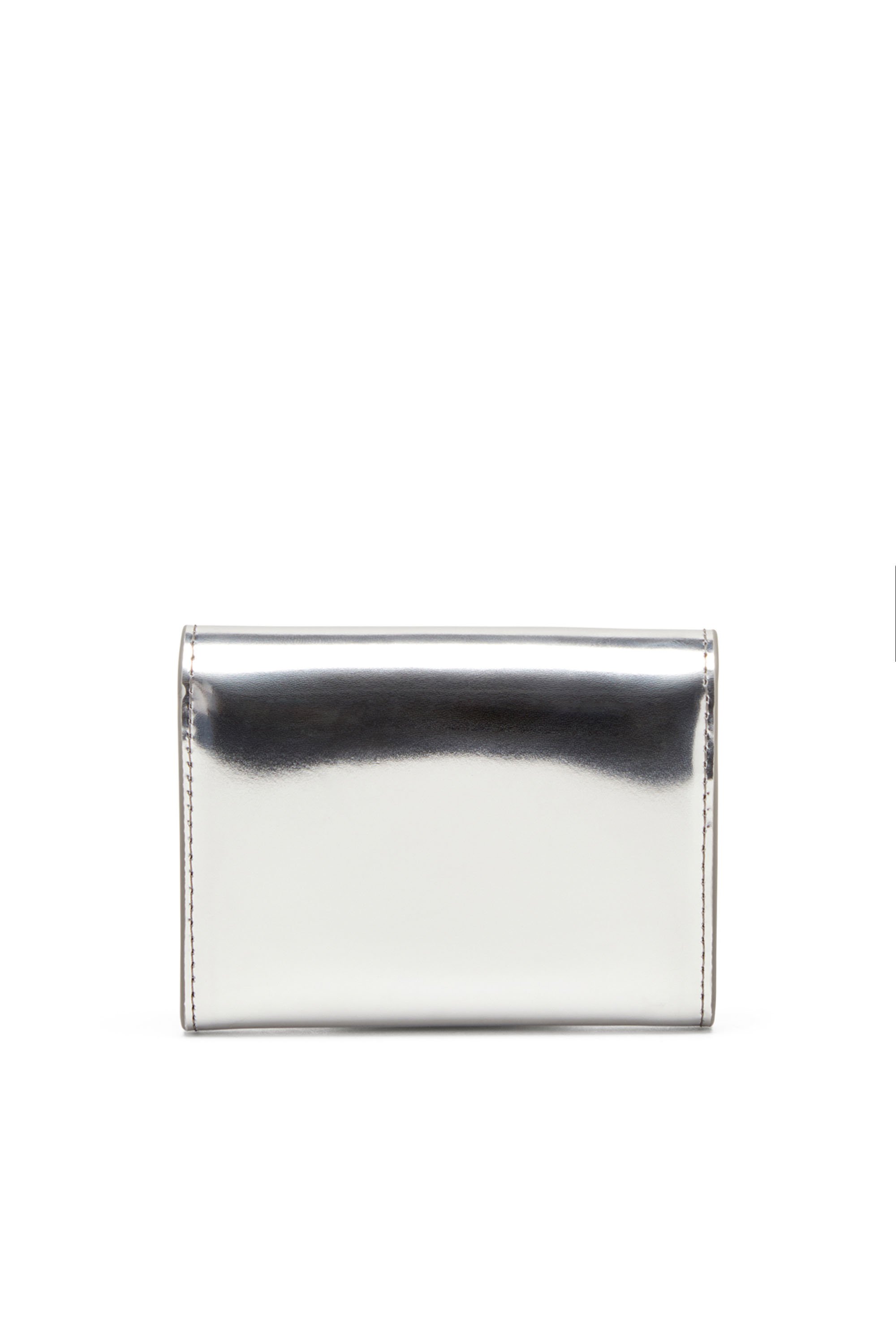 Diesel - 1DR CARD HOLDER BI-FOLD ZIP III, Female's Bi-fold card holder in mirrored leather in シルバー - 2