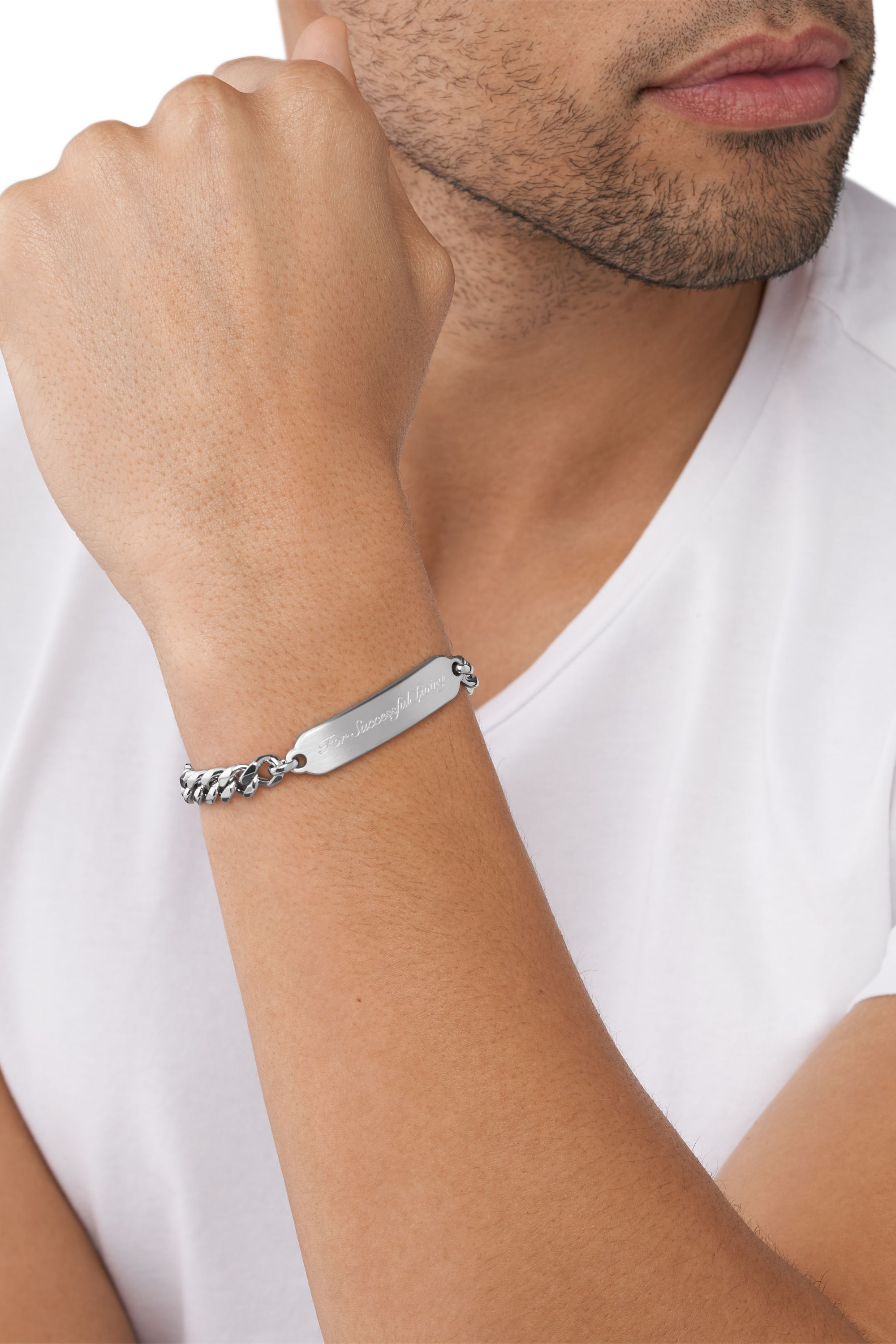 DIESEL 2041 Dファイサ トロストリンク ティストレスト シンス DX1529931 Two-Tone Stainless Steel Chain Bracelet｜シルバー