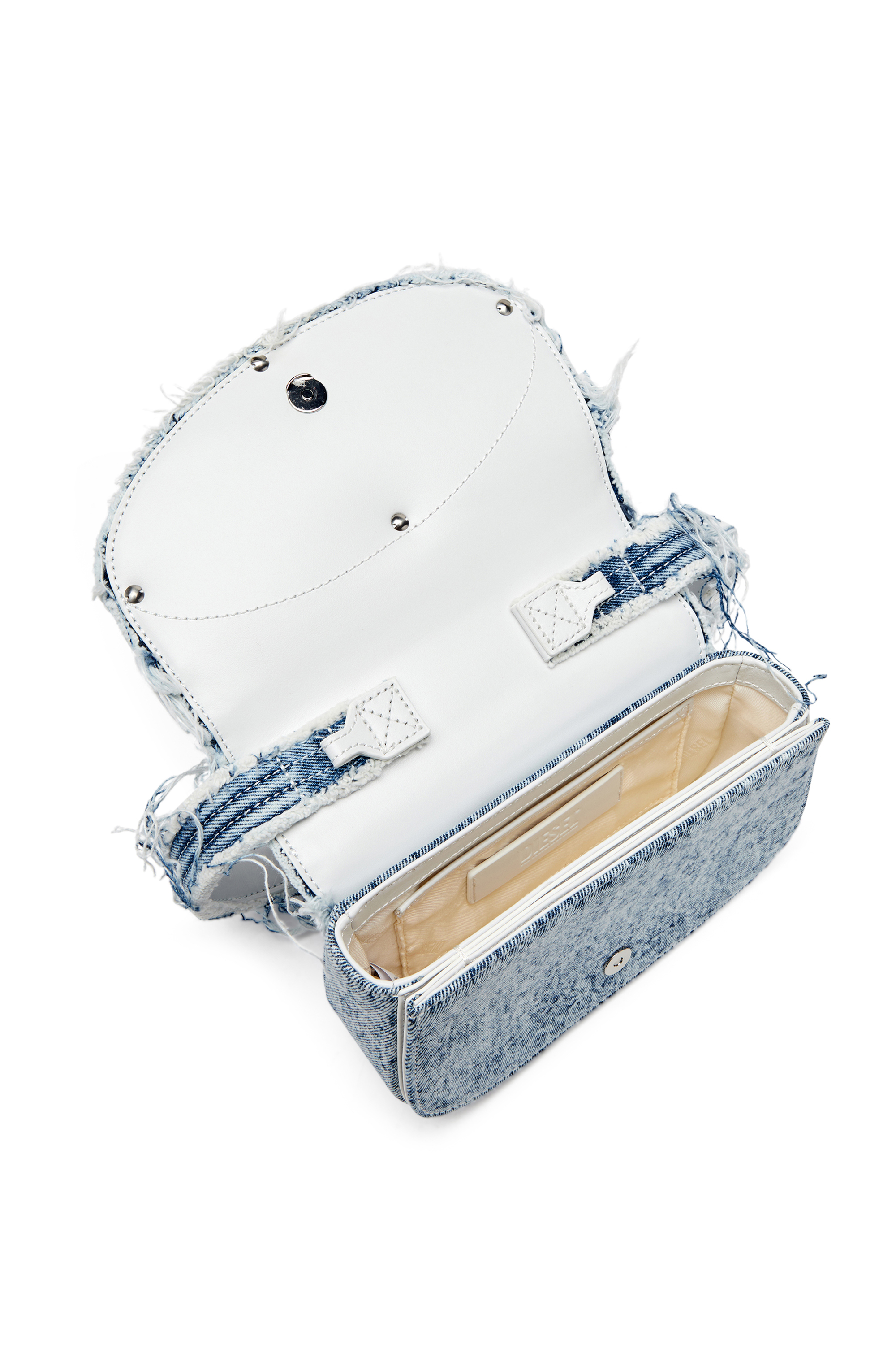 Diesel - 1DR, Female's 1DR-Iconic shoulder bag in frayed denim in ブルー - 4