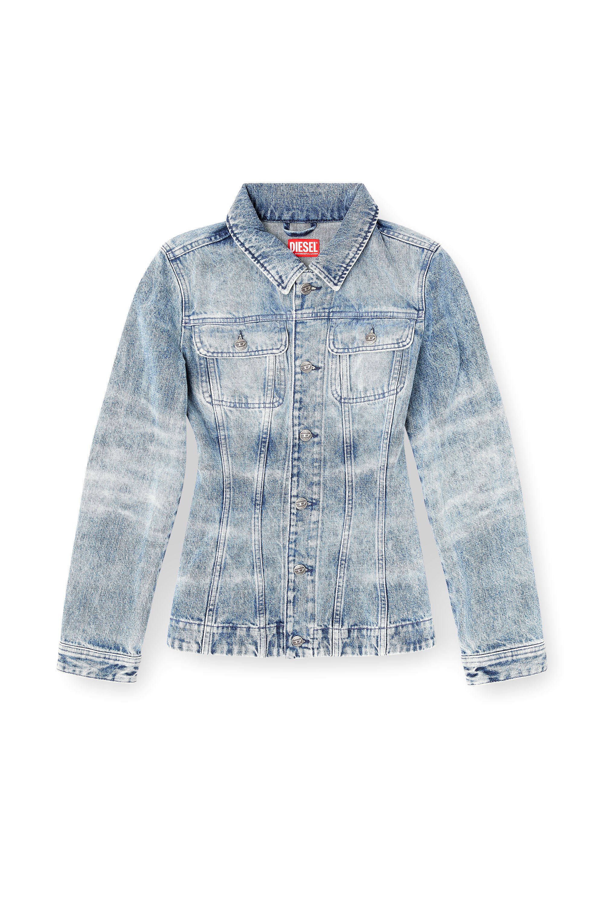 Diesel - DE-KATERIN-FSH, Female's Fitted jacket in lasered cotton-hemp denim in ライトブルー - 3