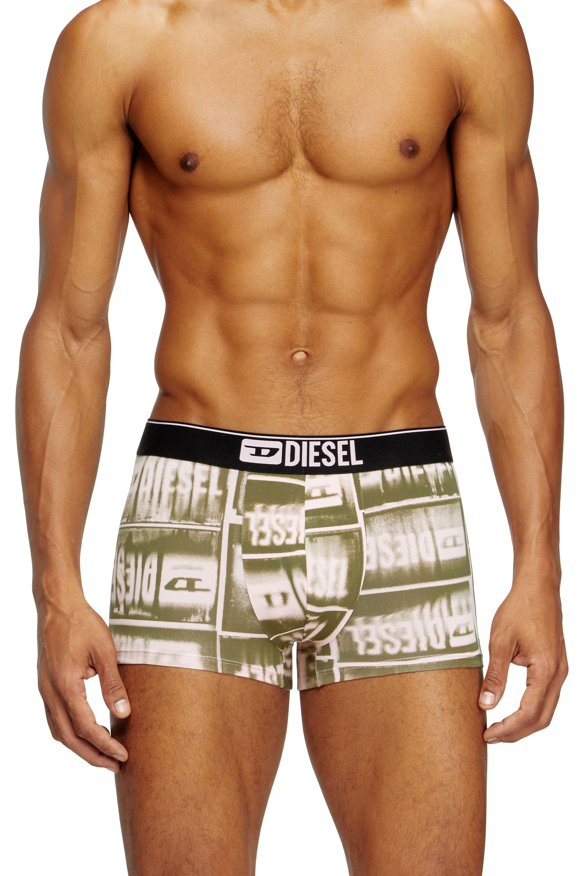 Diesel - DAMIEN-D-BOX, Male's Boxer briefs with faded logo print in グリーン - 2
