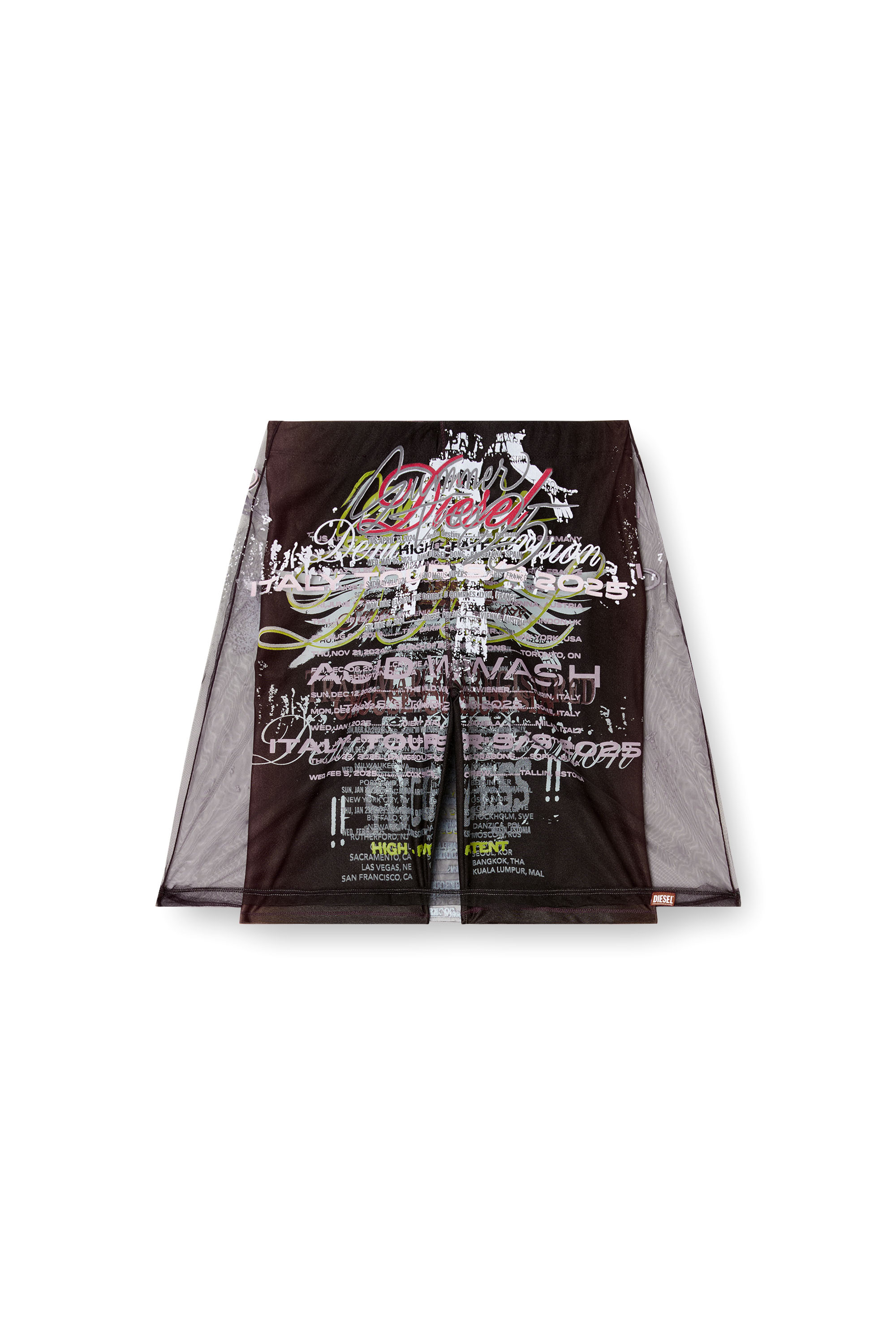 Diesel - O-LYMPIAC-1, Female's Layered skirt with lyrics print in ブラック - 2