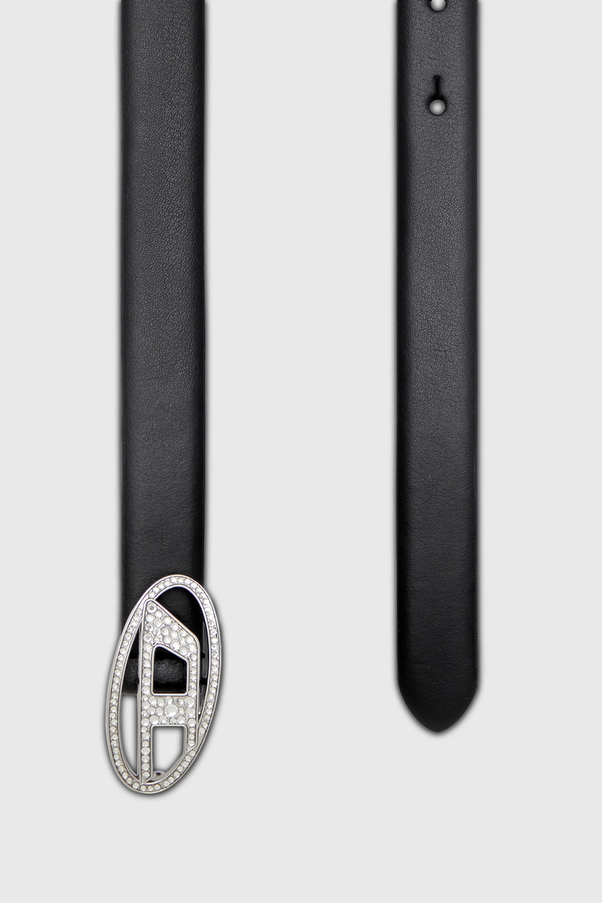 Diesel - B-1DR STRASS 20, Female's 1.9cm slim leather belt with crystal buckle in ブラック - 2