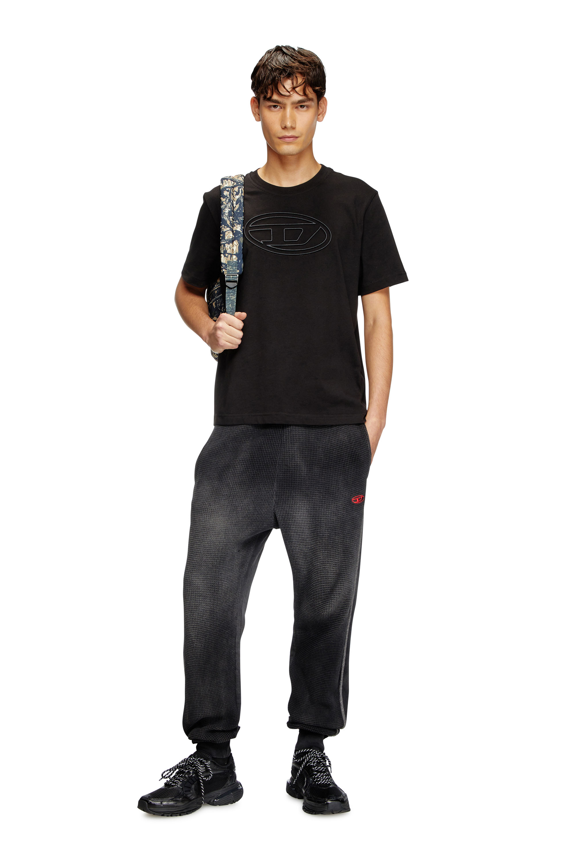 Diesel - T-ADJUST-BIGOVAL, Male's T-shirt with embossed Oval D in ブラック - 2