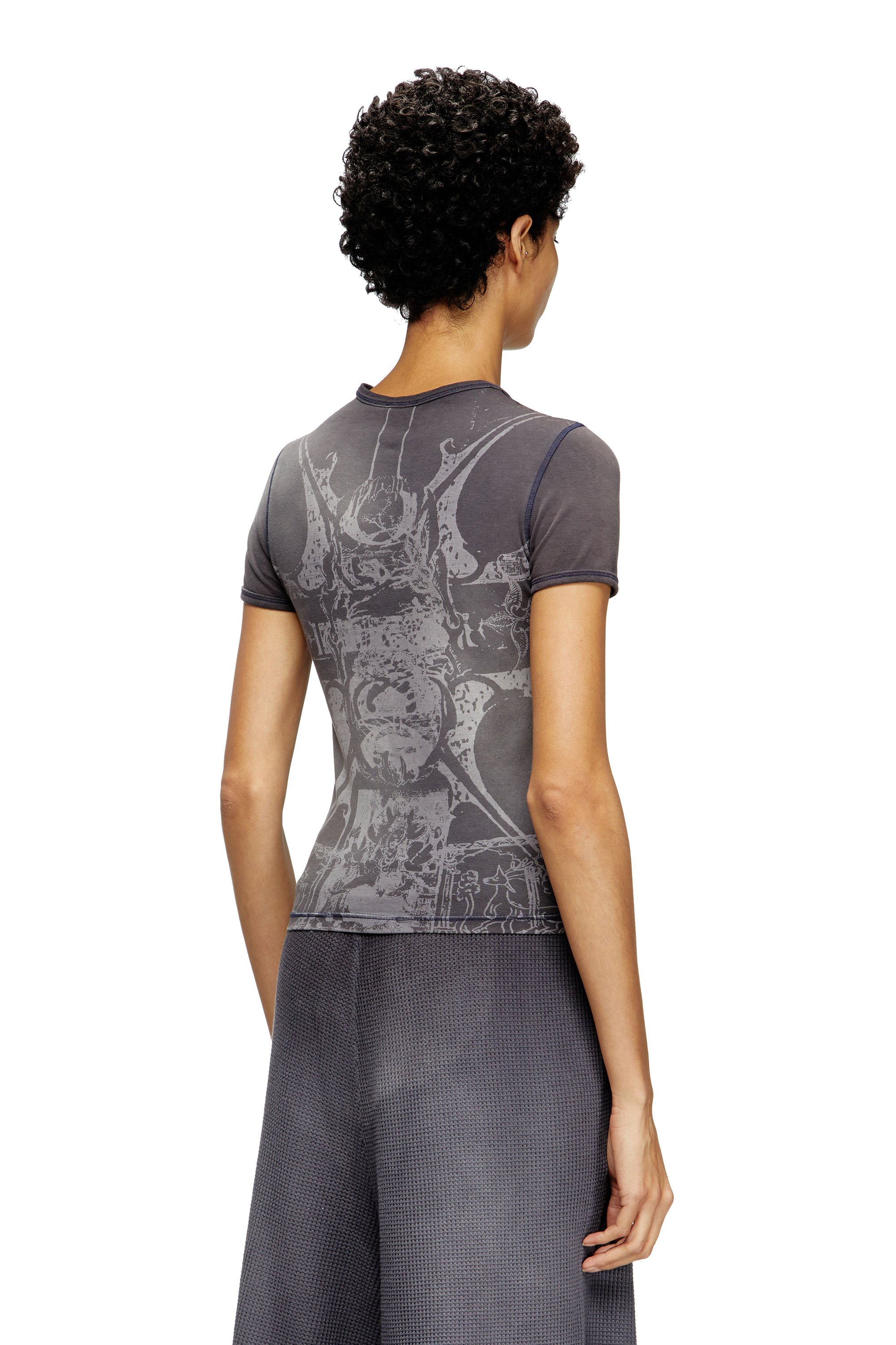 Diesel - T-UNCUTIES-LONG-R6, Female's T-shirt with foil print in ブラック - 3