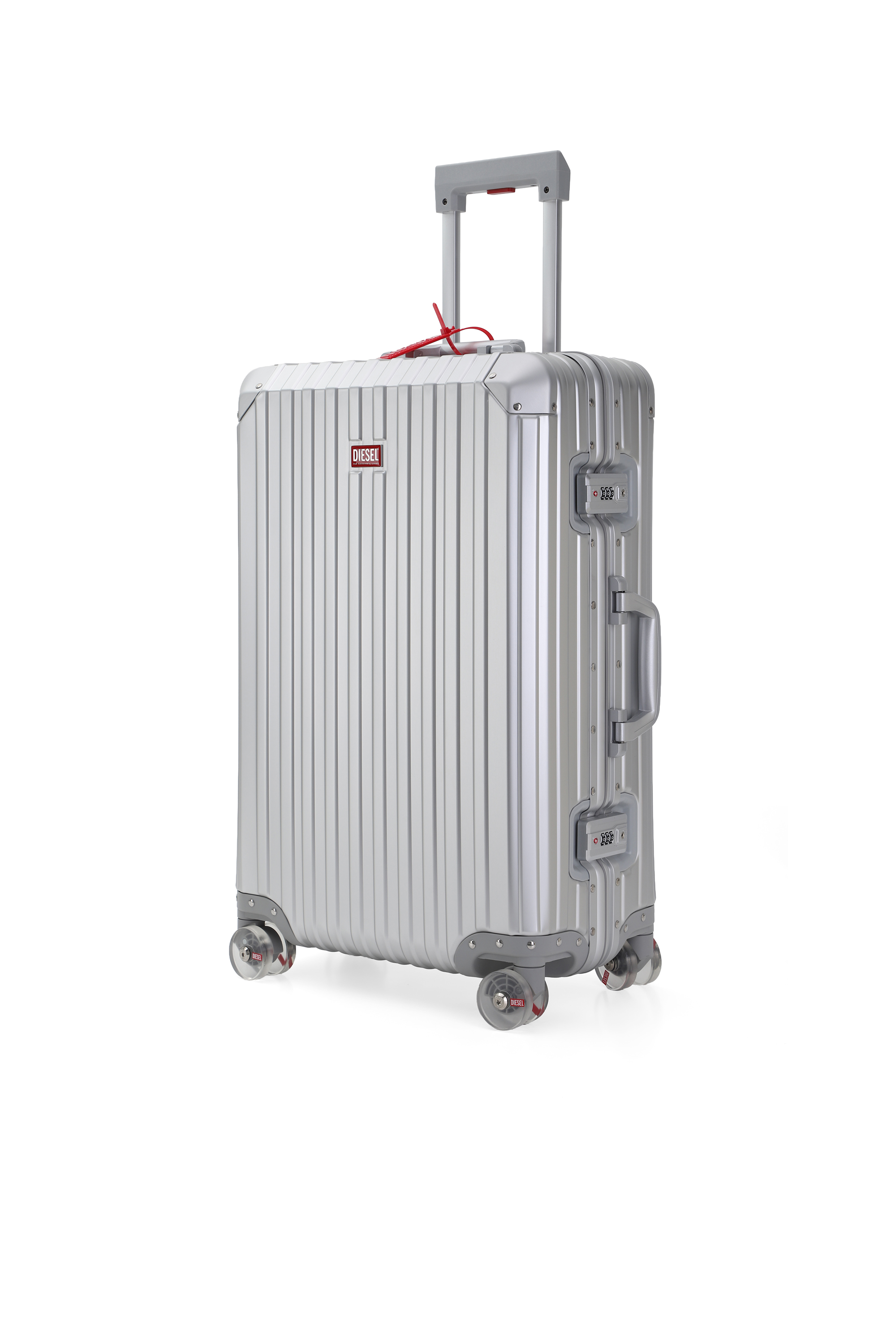Diesel - DIESEL ALUMINUM TROLLEY- DSL002, Unisex's Aluminum Carry-On Luggage 24" in シルバー - 5