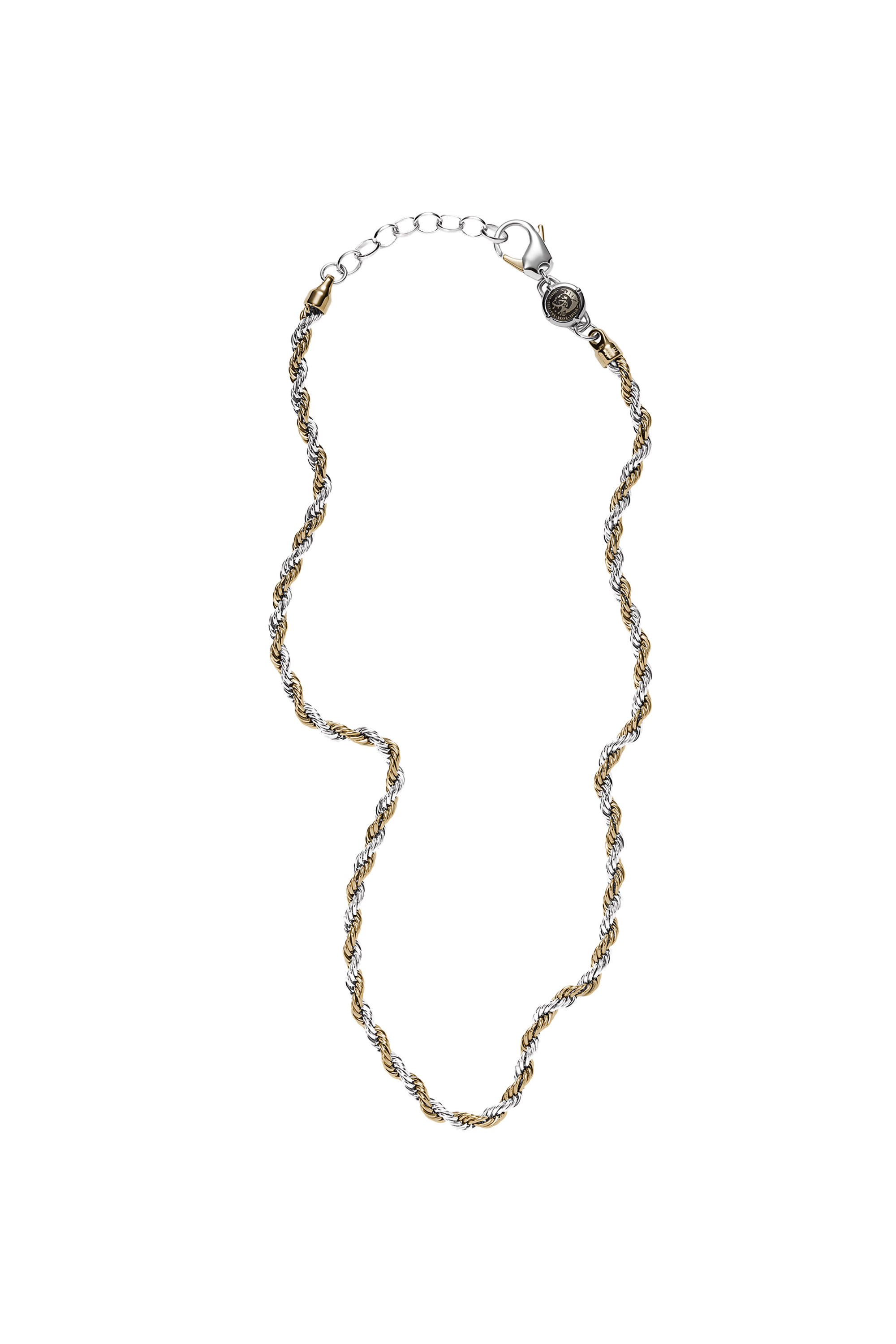 Diesel - DX1265, Male's Two-tone stainless steel braided necklace in ゴールド/ホワイト - 1