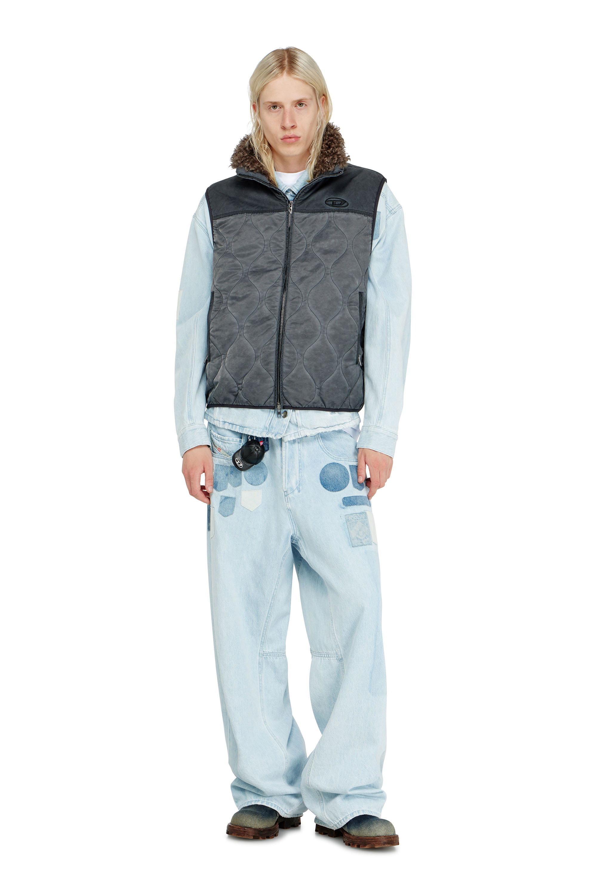 Diesel - J-ALVAR, Male's ジップアップベスト in ダークグレー - 1