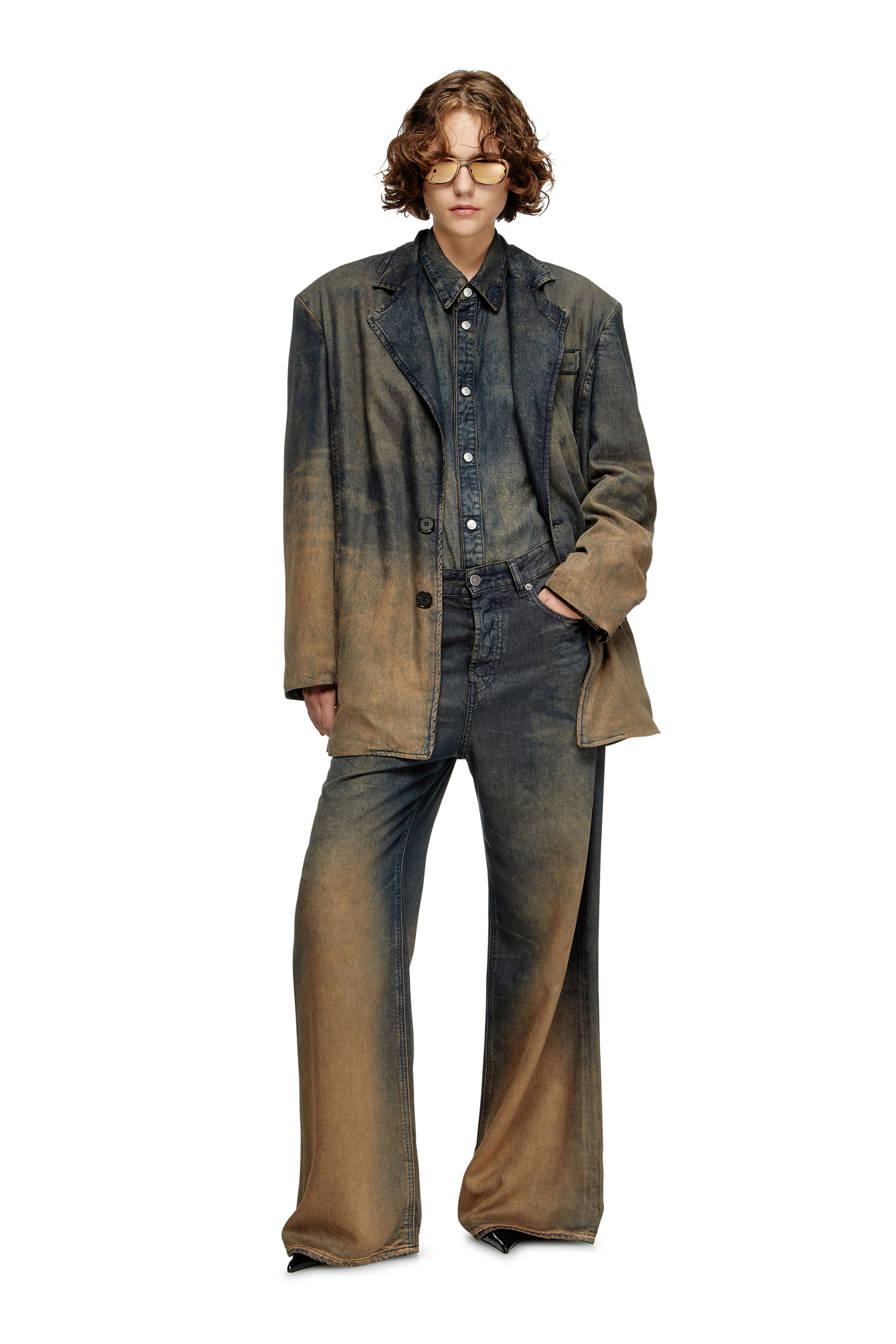 Diesel - D-REG-S, Unisex's Blazer in fluid shaded denim in ダークブルー - 7