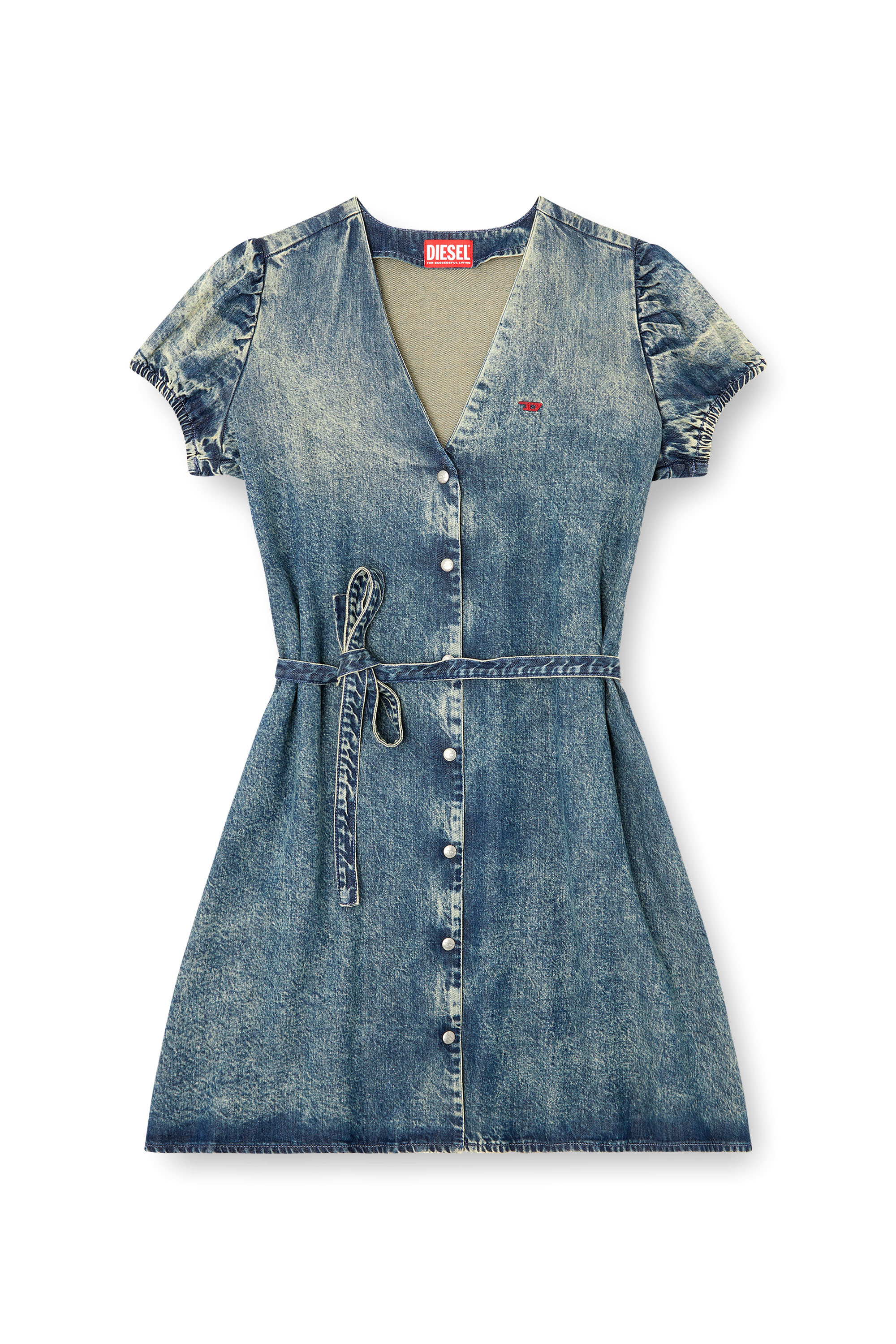 Diesel - DE-OLLISH-D, Female's Denim dress with a waist belt in ミディアムブルー - 2