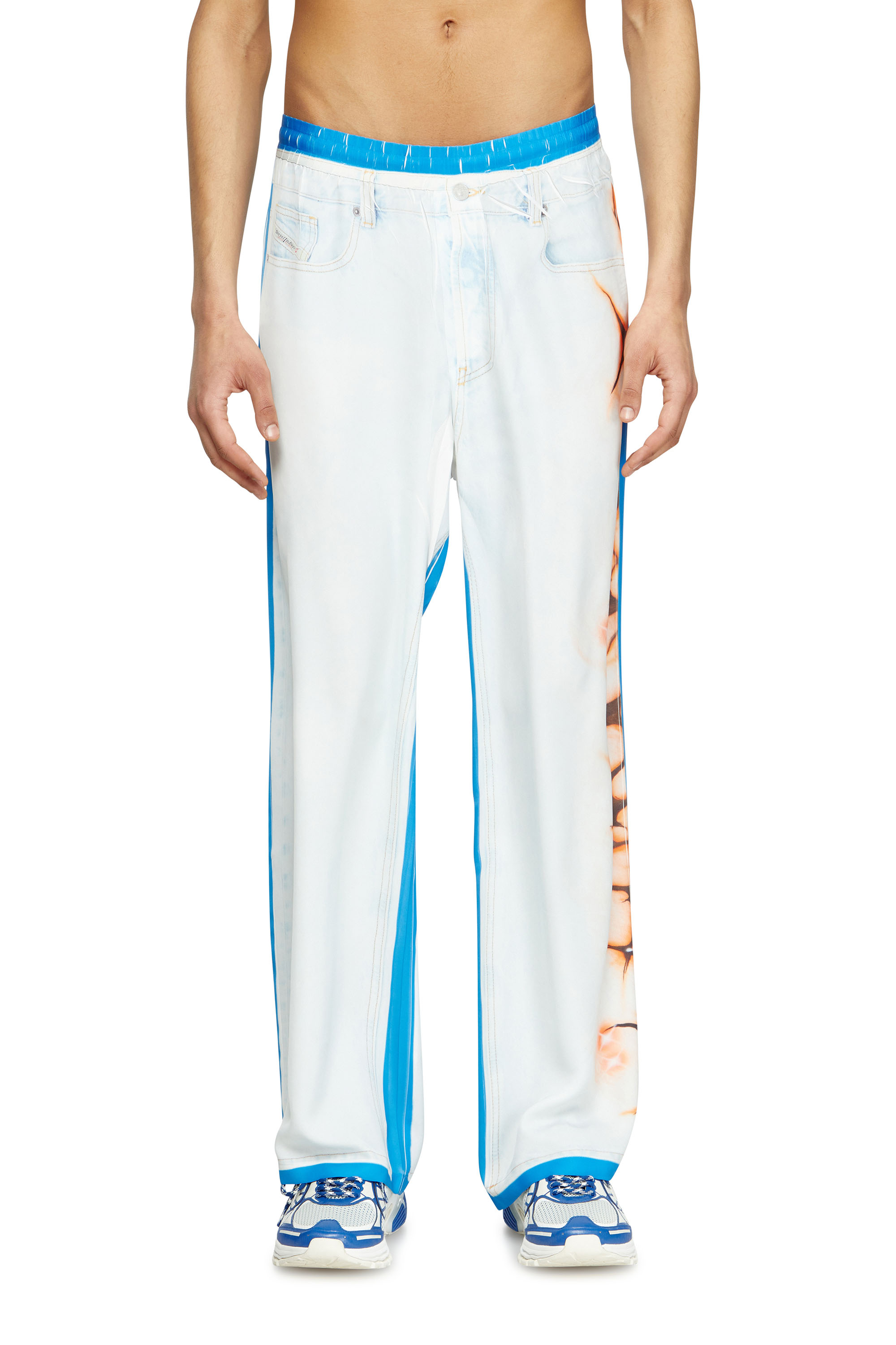 Diesel - P-AFTER-GRAFFITI-JAP, Unisex's Relaxed pant with graffiti print in ブルー/ホワイト - 2