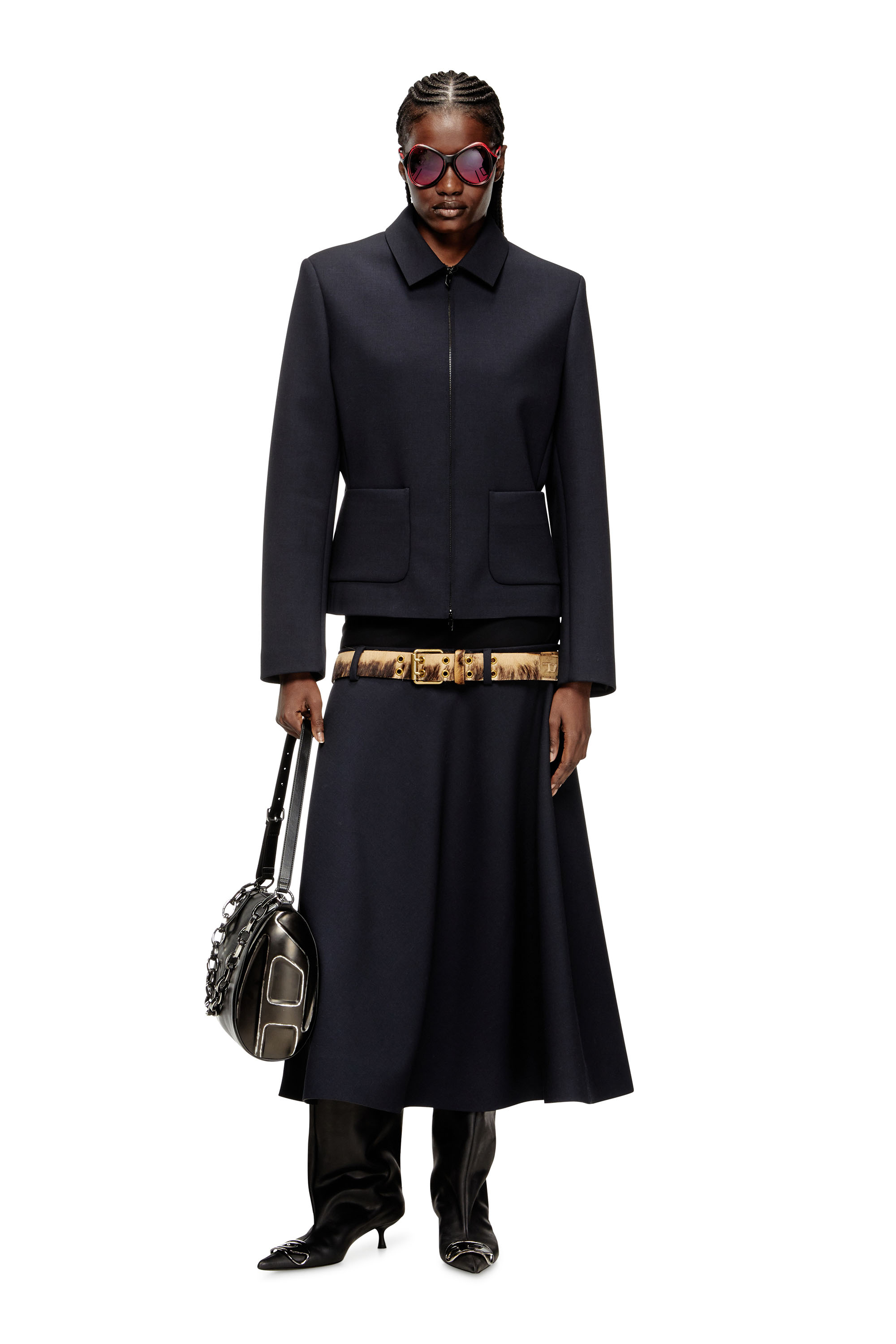 Diesel - O-GRACE-BOND, Female's Drop-waist skirt in neoprene-bonded fabric in ダークブルー - 2