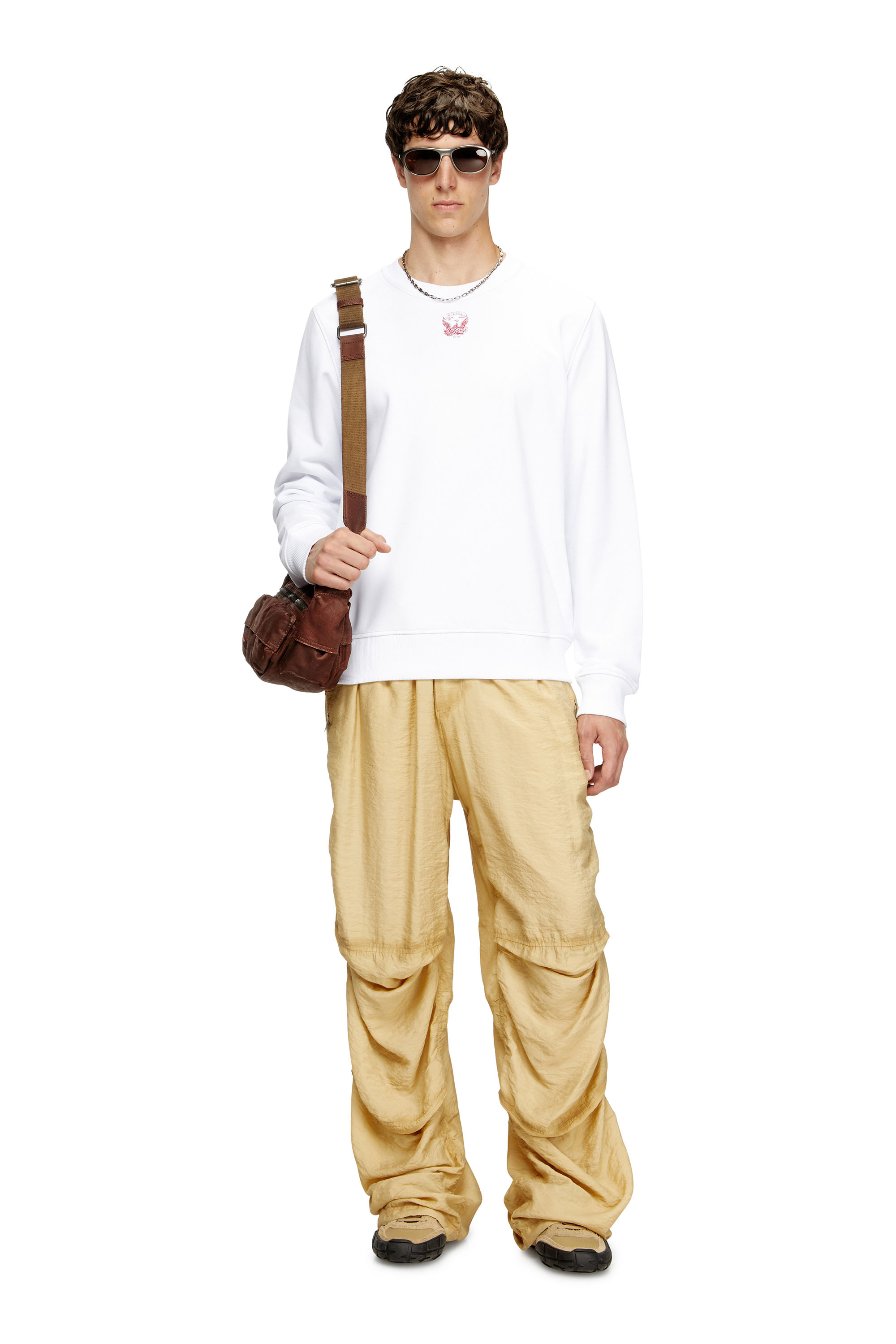 Diesel - S-GINN-T1, Male's Sweatshirt with embroidered phoenix in ホワイト - 2