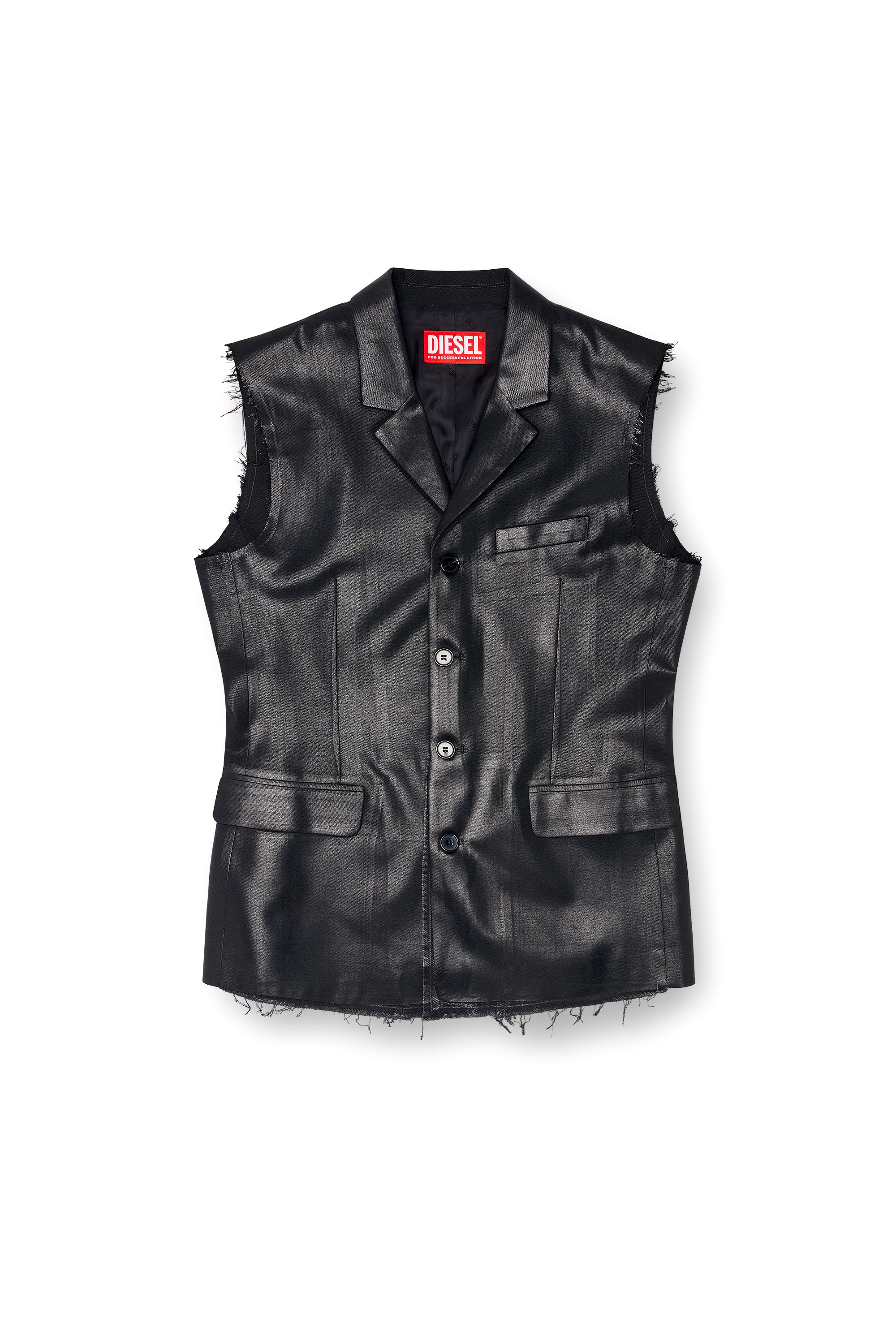 Diesel - J-PHOX-HEAV, Male's Tailored vest with coated front in ブラック - 3
