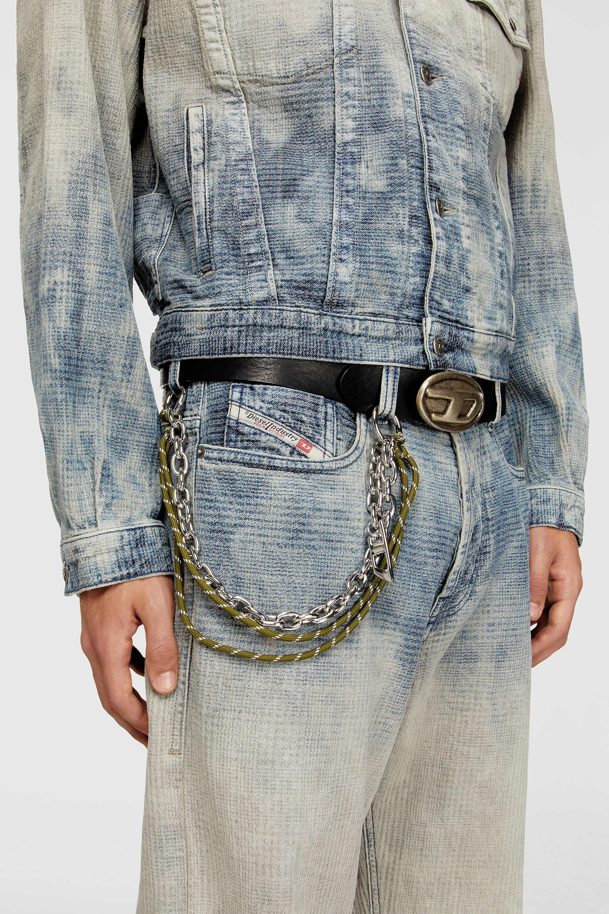 Diesel - CHAIN-D L, Unisex's Charm in chain and rope in シルバー/グリーン - 2