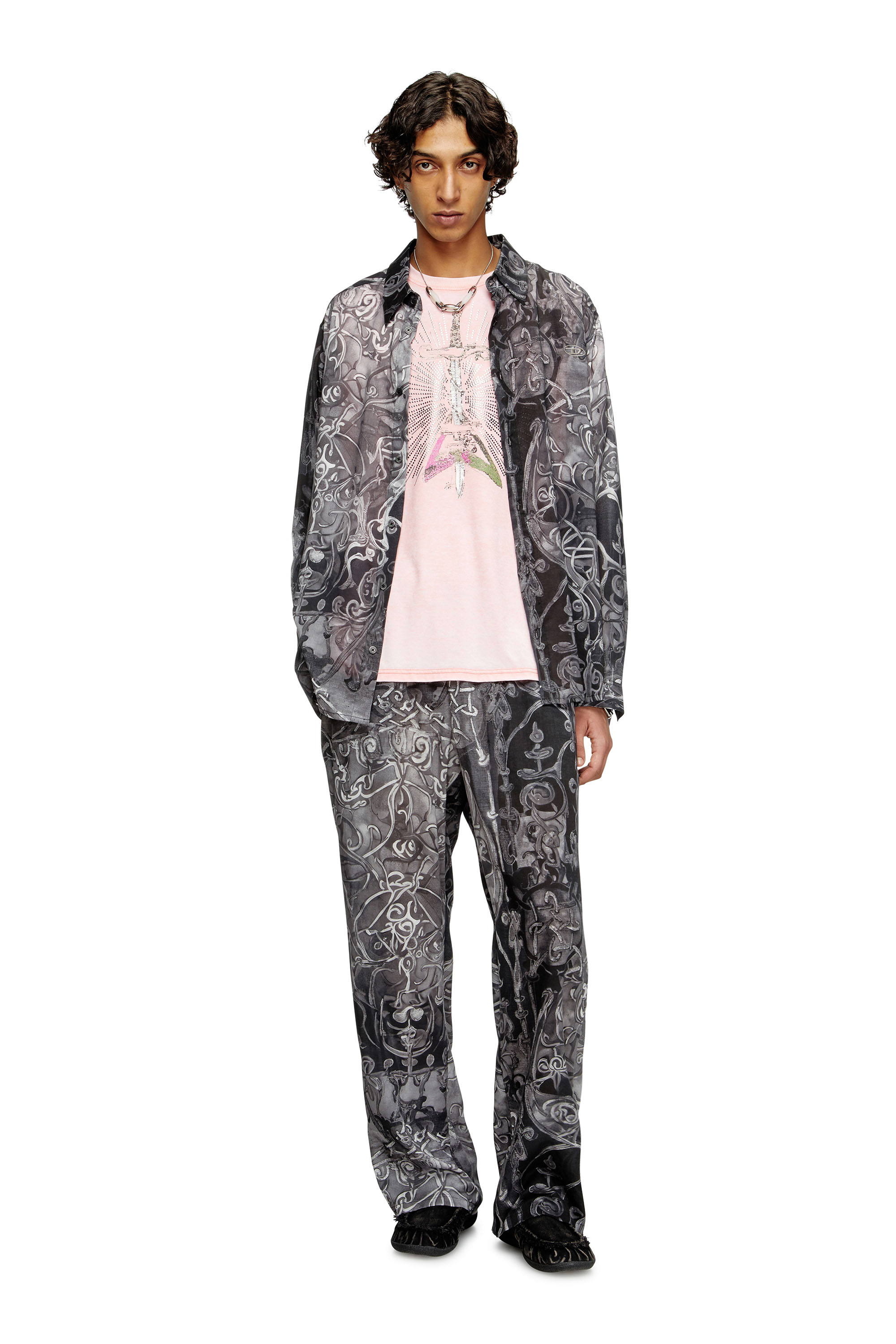Diesel - T-BOXT-T18, Male's T-shirt with sword print in ピンク / ホワイト - 2