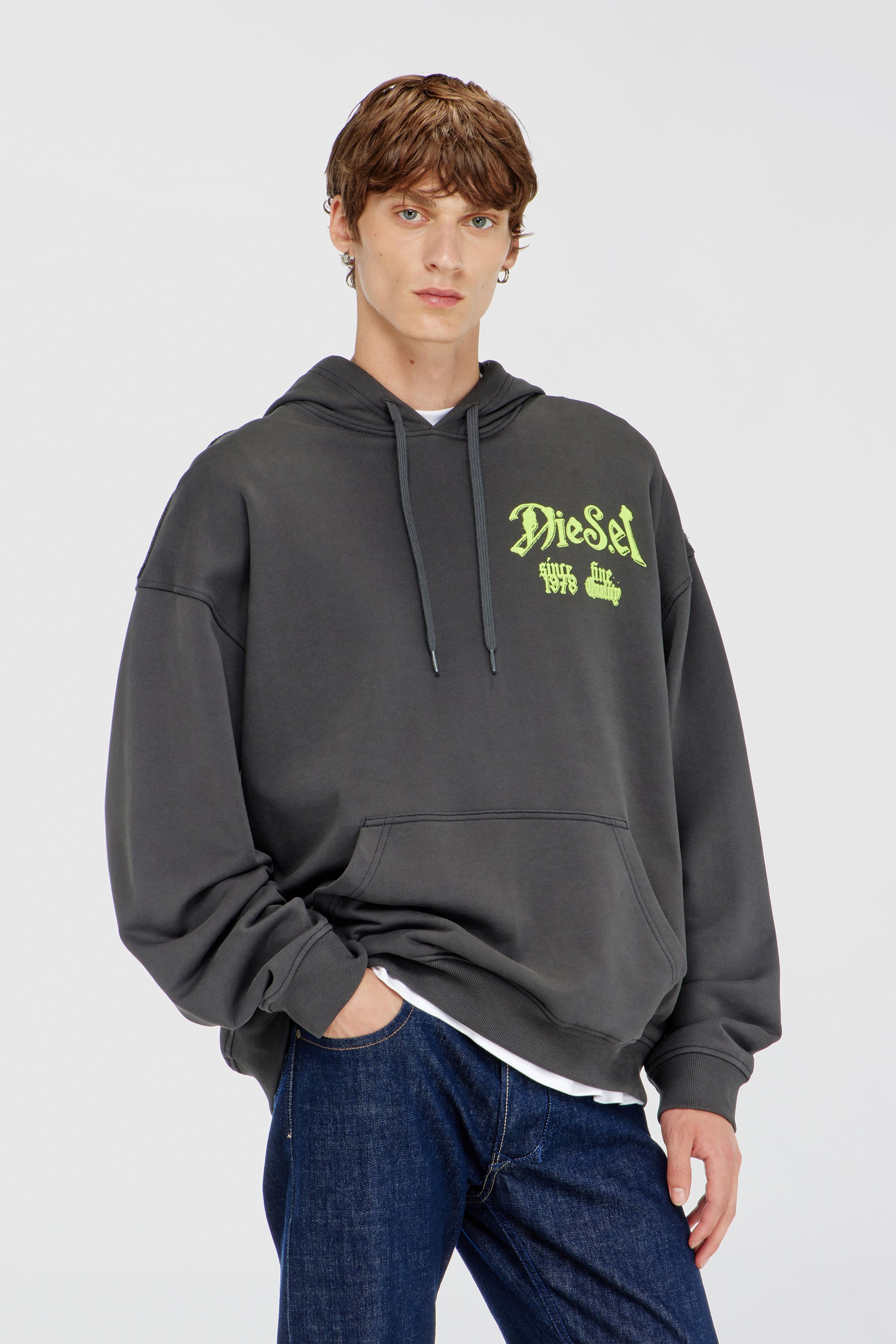 Diesel - S-BOXT-HOOD-AA2, Male's プルオーバーパーカー in ダークグレー - 1