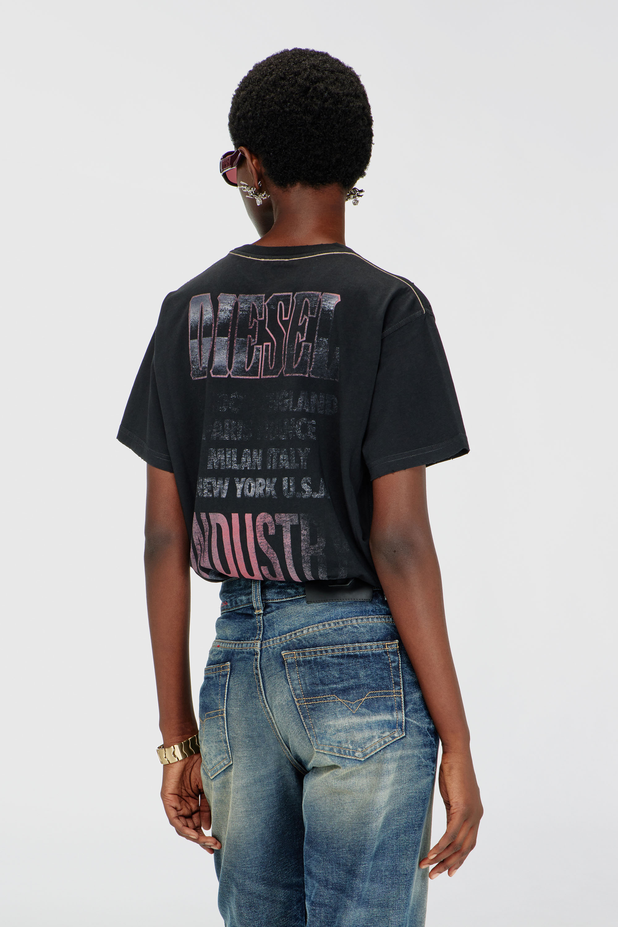 Diesel - T-MARLY, Female's T-shirt with concert graphics and crystals in null - 4