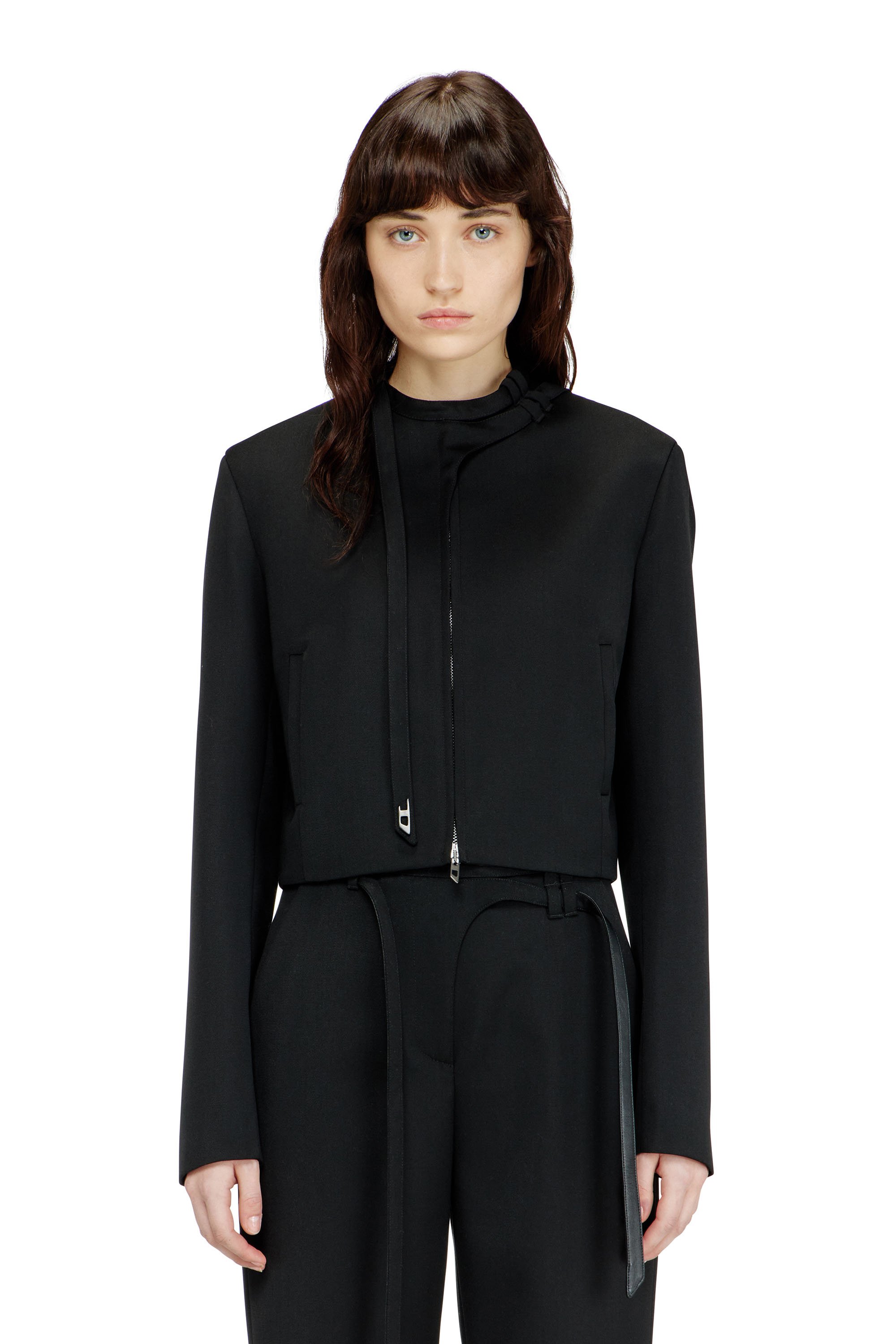 Diesel - G-HAVOC-1, Female's Tailored jacket with biker neck strap in ブラック - 1