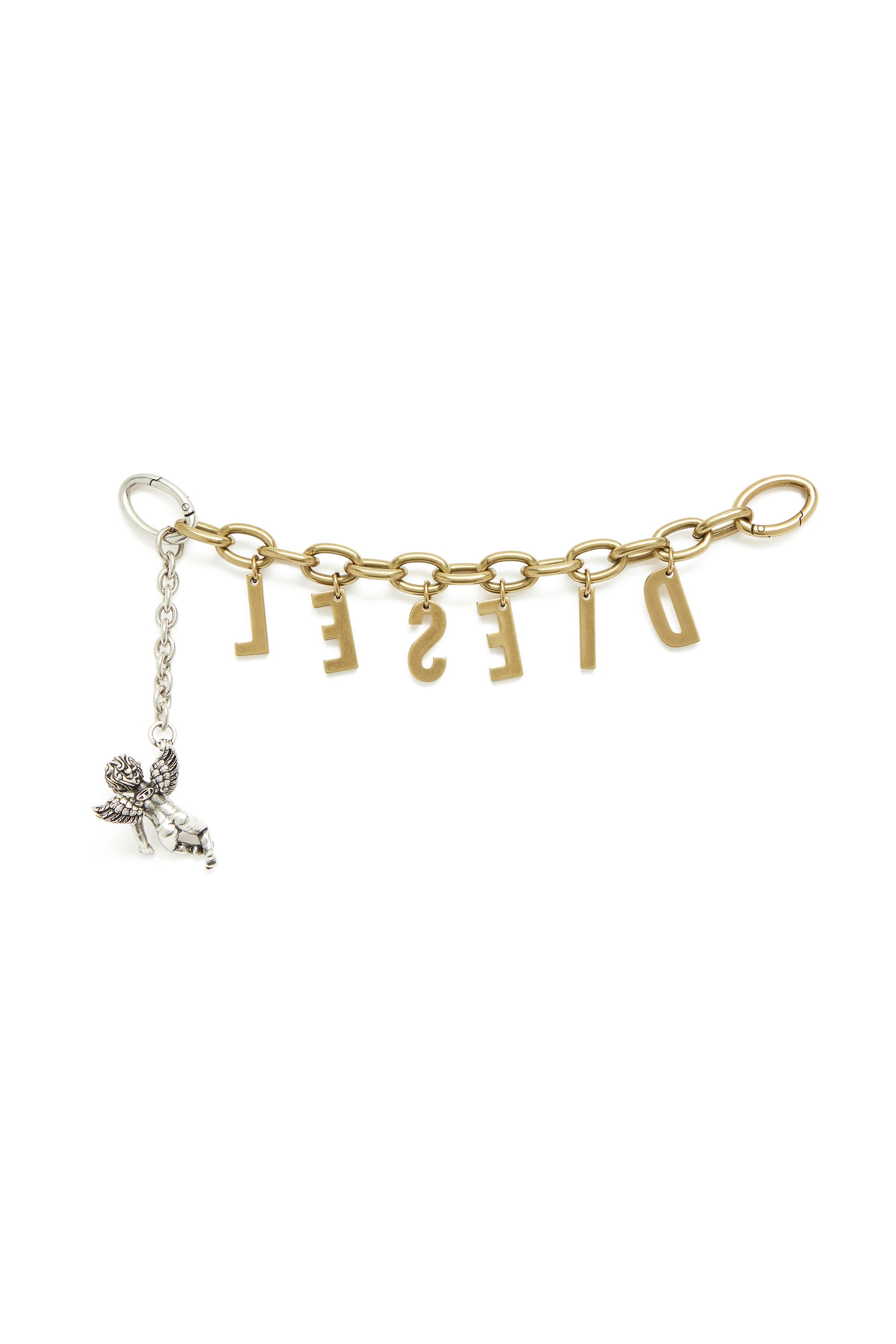 Diesel - CHAIN-D III S, Female's Metal letter charm with cherub in ゴールド - 3