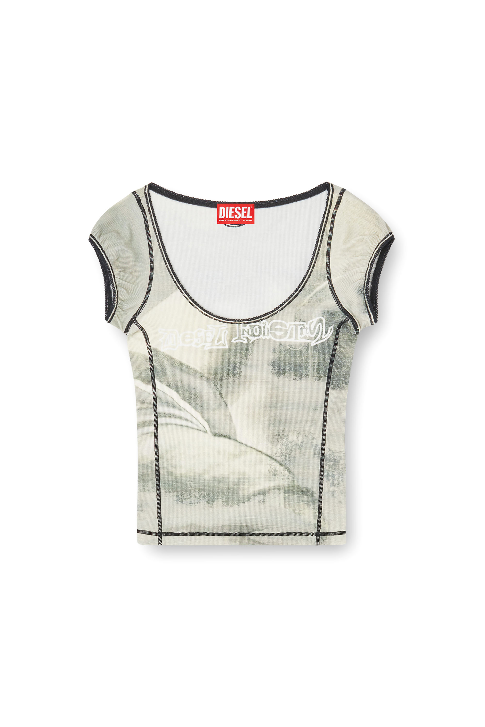 Diesel - T-ICATY, Female's Jersey top with digital print in ブルー/グリーン - 2