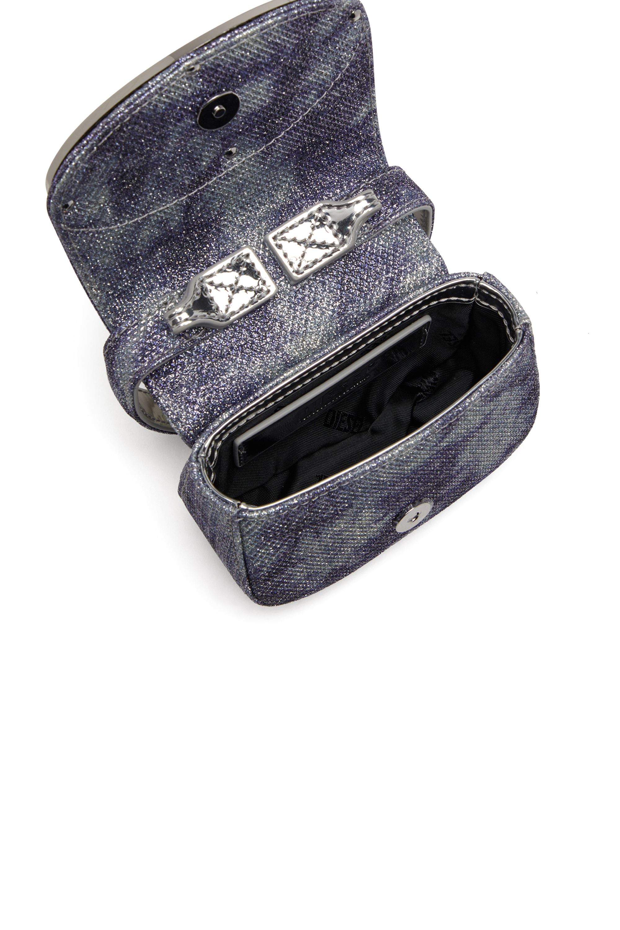 Diesel - 1DR XS, Female's 1DR Xs-Iconic mini bag in shimmer fabric in ブルー - 4