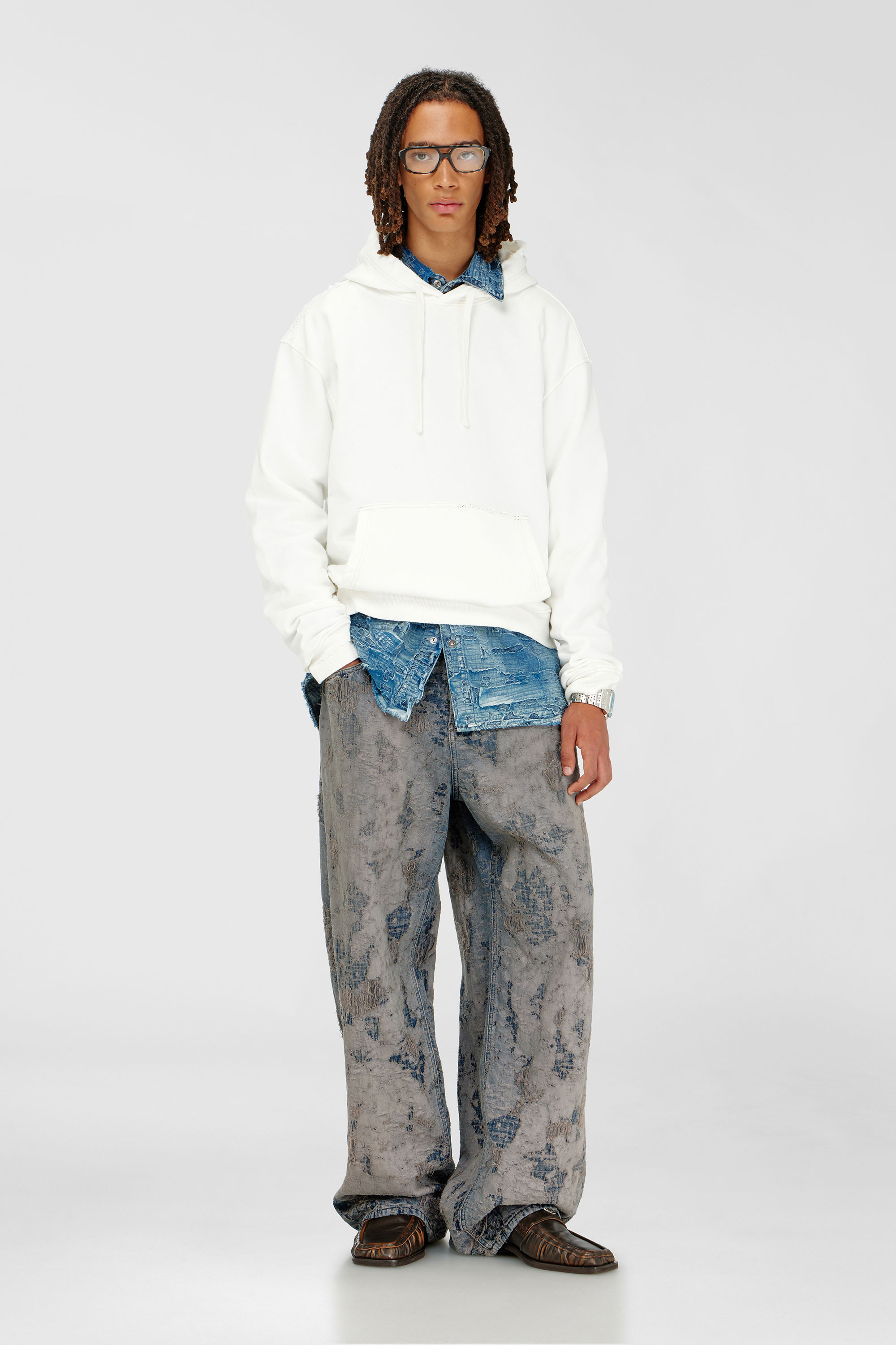 Diesel - S-NORM-HOOD-CRYSTALS, Male's プルオーバーパーカー in ホワイト - 1
