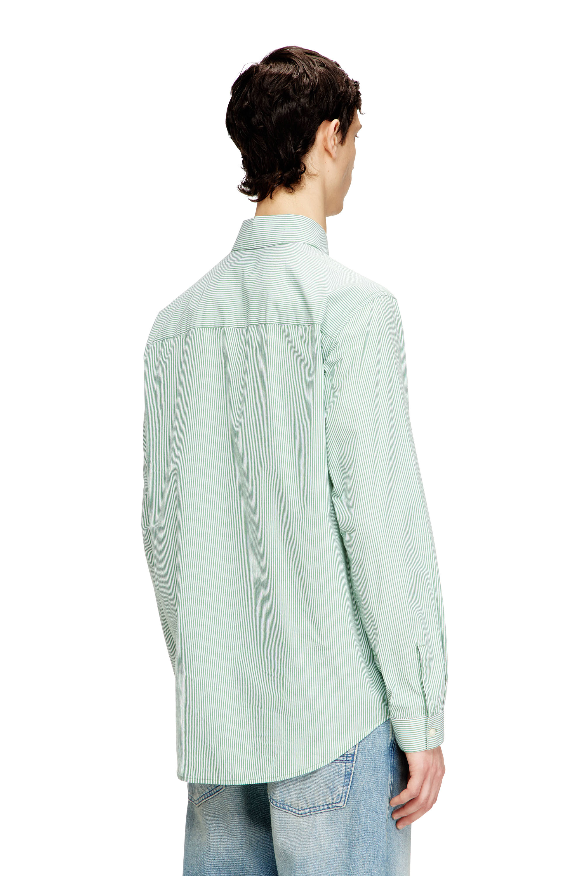 Diesel - S-SIMPLY-BKBZ, Male's シャツ in グリーン/ホワイト - 4