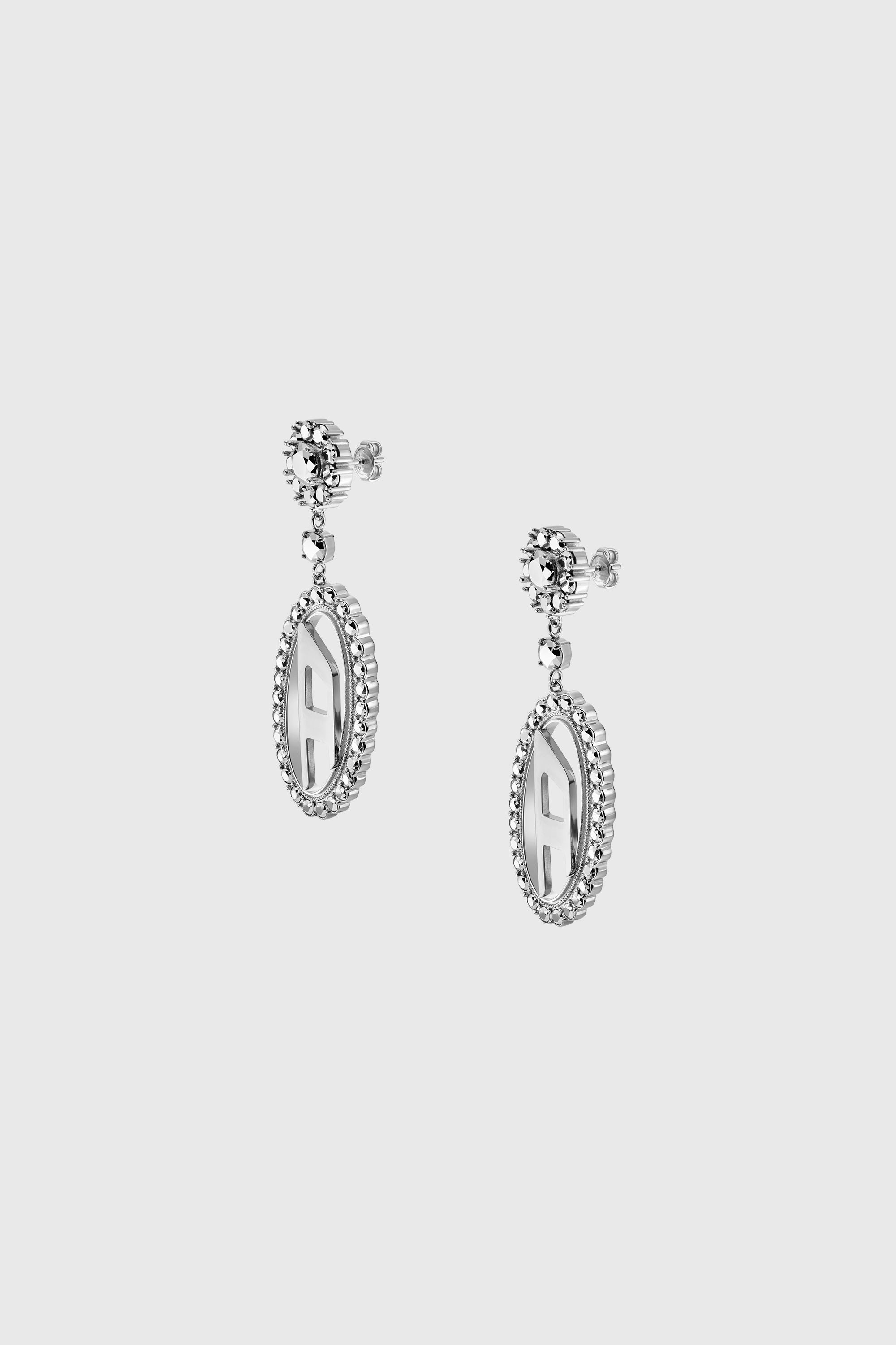 Diesel - DX1751040, Unisex's Stainless steel pave drop earrings in シルバー - 1