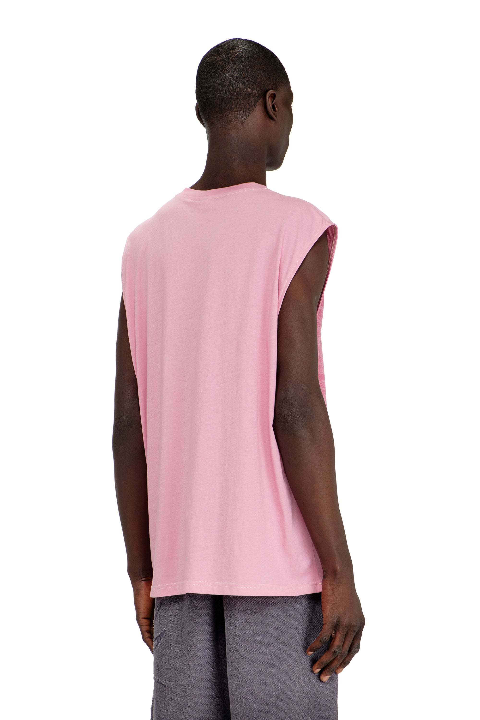 Diesel - T-BOXT-SL-NOTCH, Male's スリーブレストップ in ピンク / ホワイト - 4