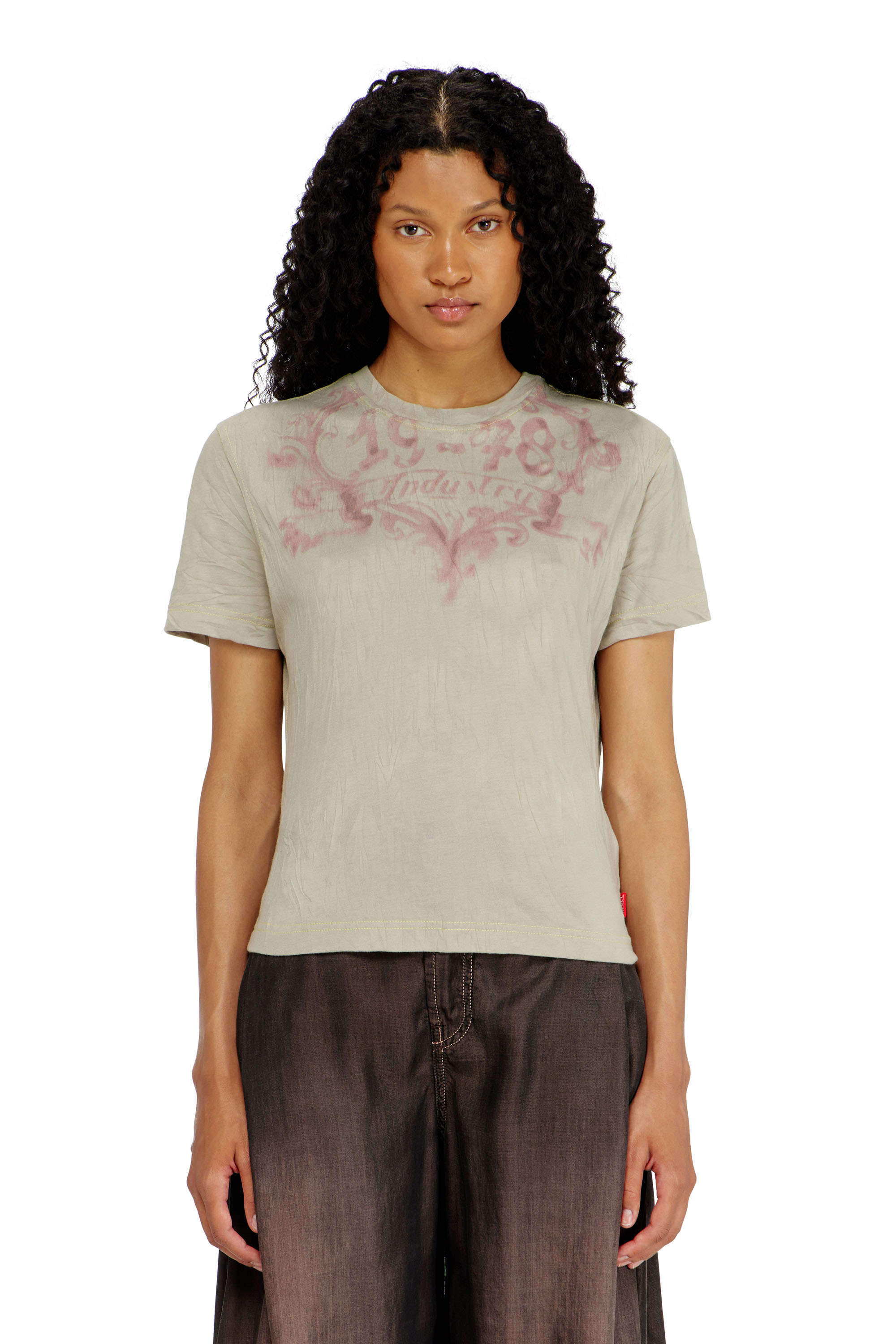 Diesel - T-ILA-AA5, Female's Tシャツ in ベージュ/ピンク - 1