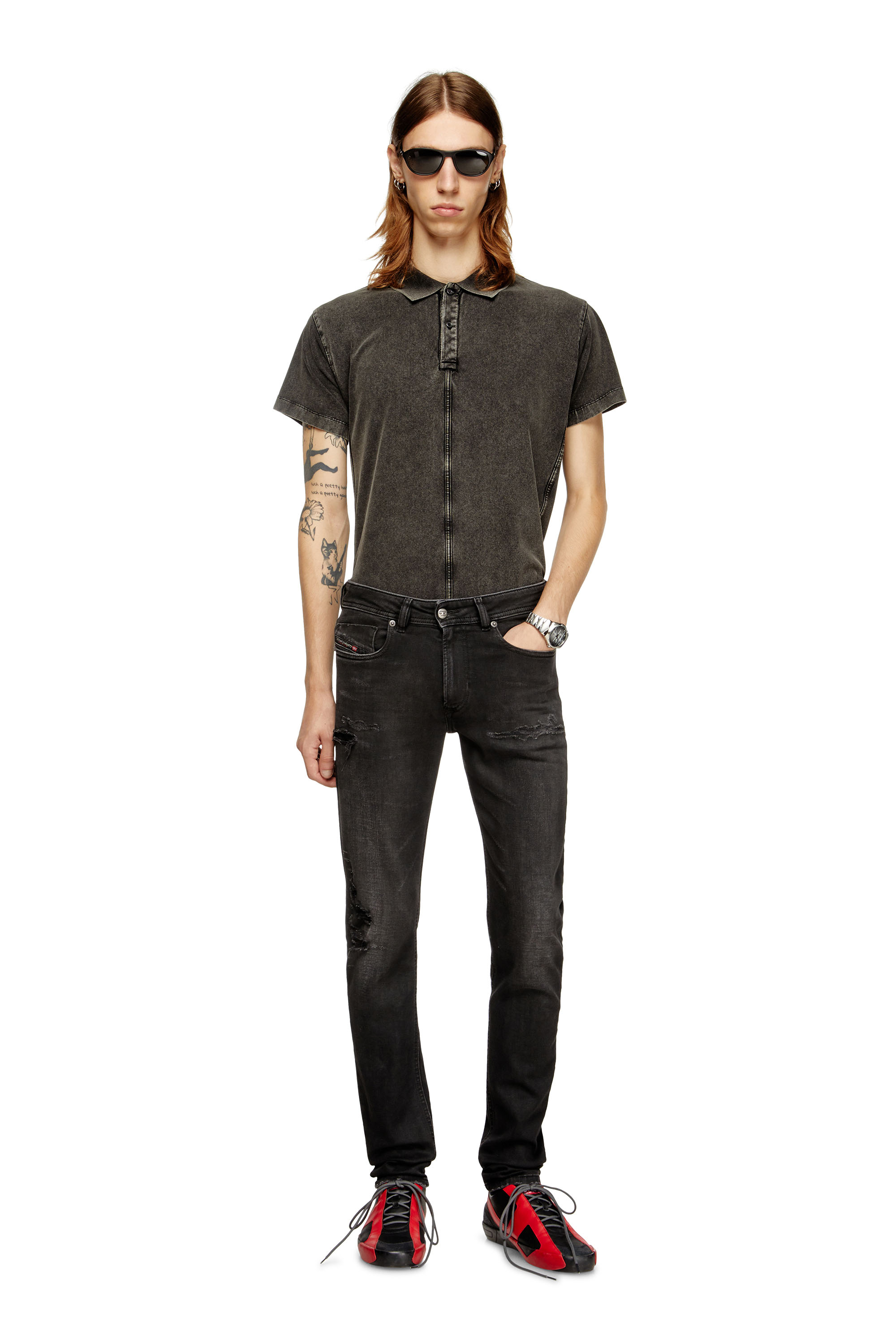 Diesel - Male's Skinny Jeans 1979 Sleenker 068SG, ブラック/ダークグレー - 2