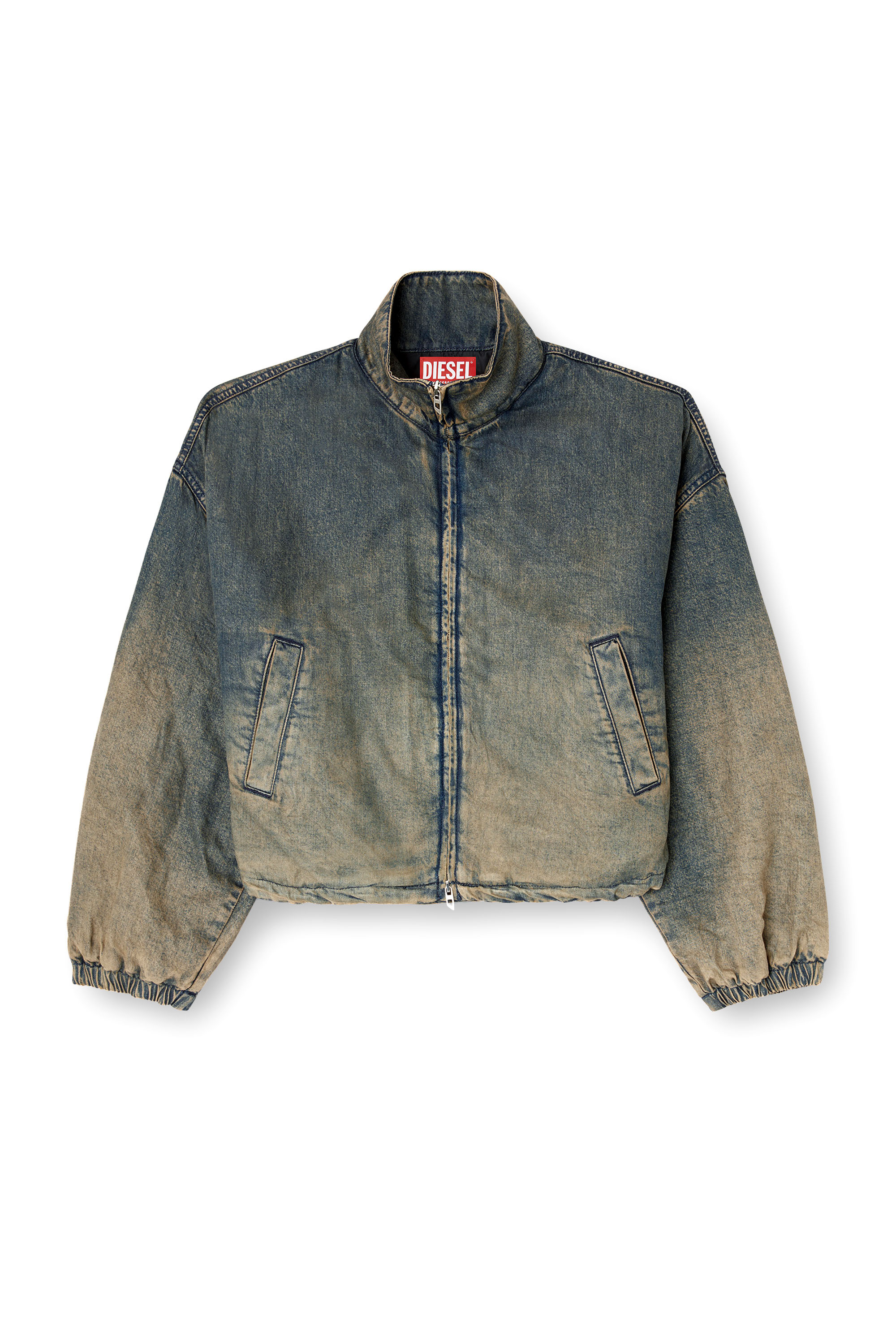 Diesel - DE-FLOWER-S, Female's Zipped jacket in fluid shaded denim in ミディアムブルー - 3
