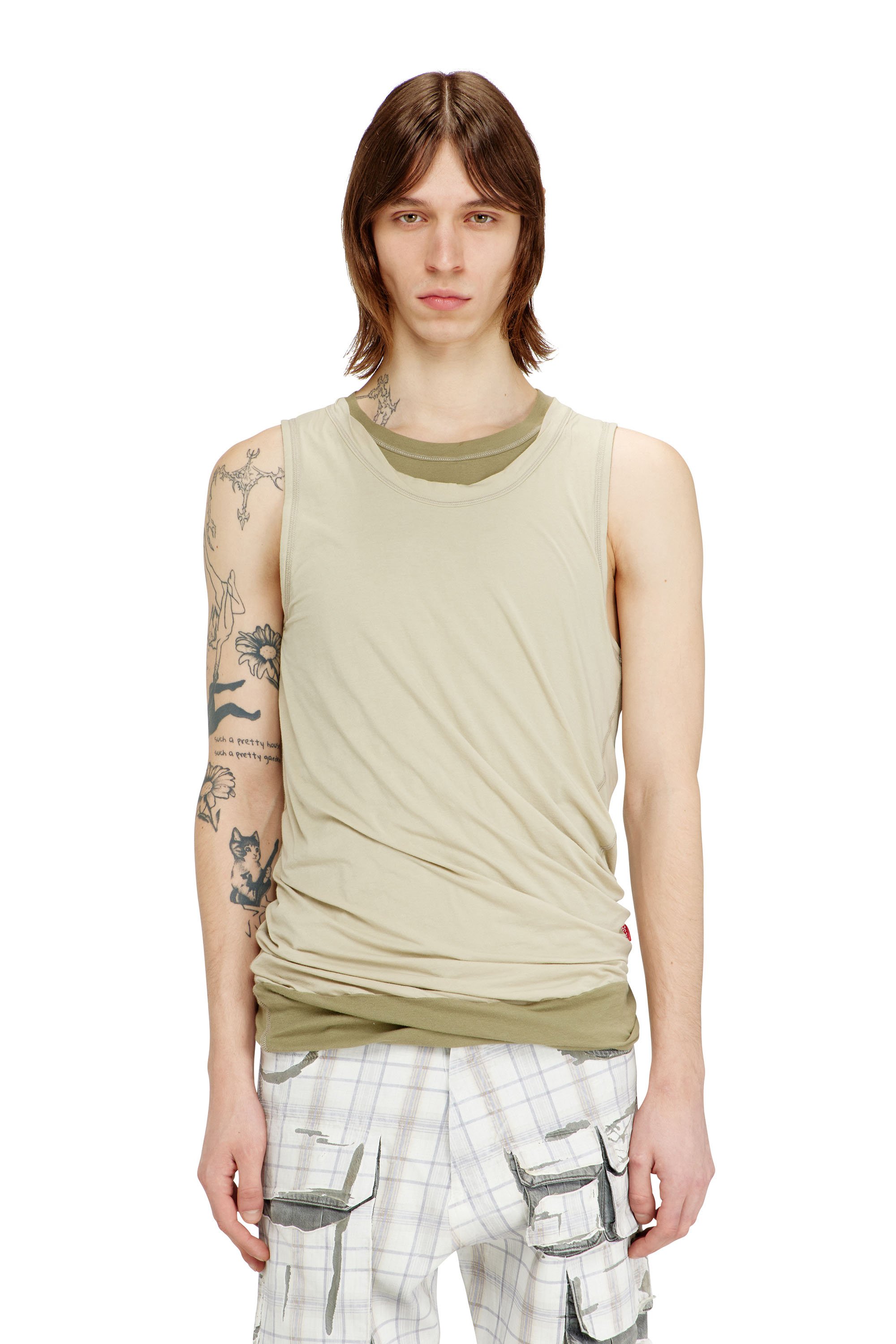 Diesel - T-DRED-PLAIN, Male's Twisted double-layer tank top in グリーン - 1