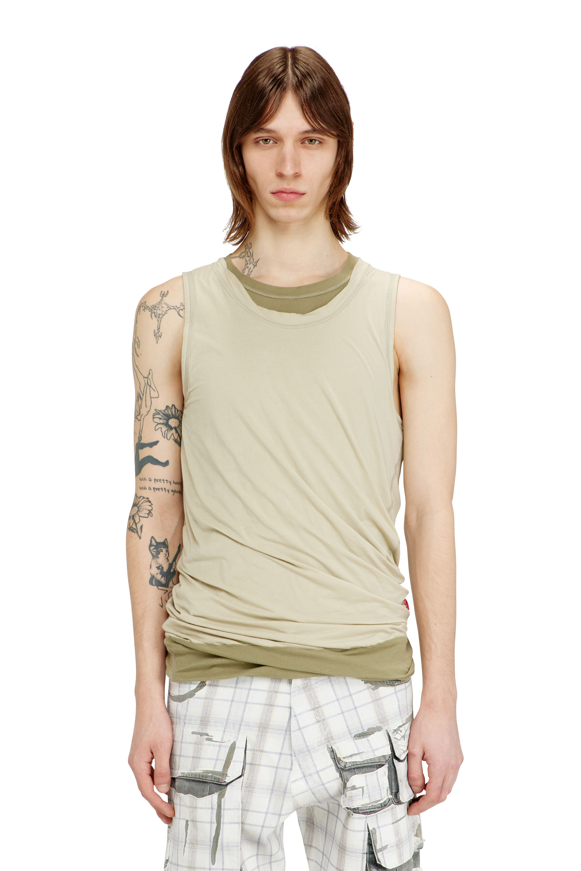 Diesel - T-DRED-PLAIN, Male's Twisted double-layer tank top in グリーン - 3