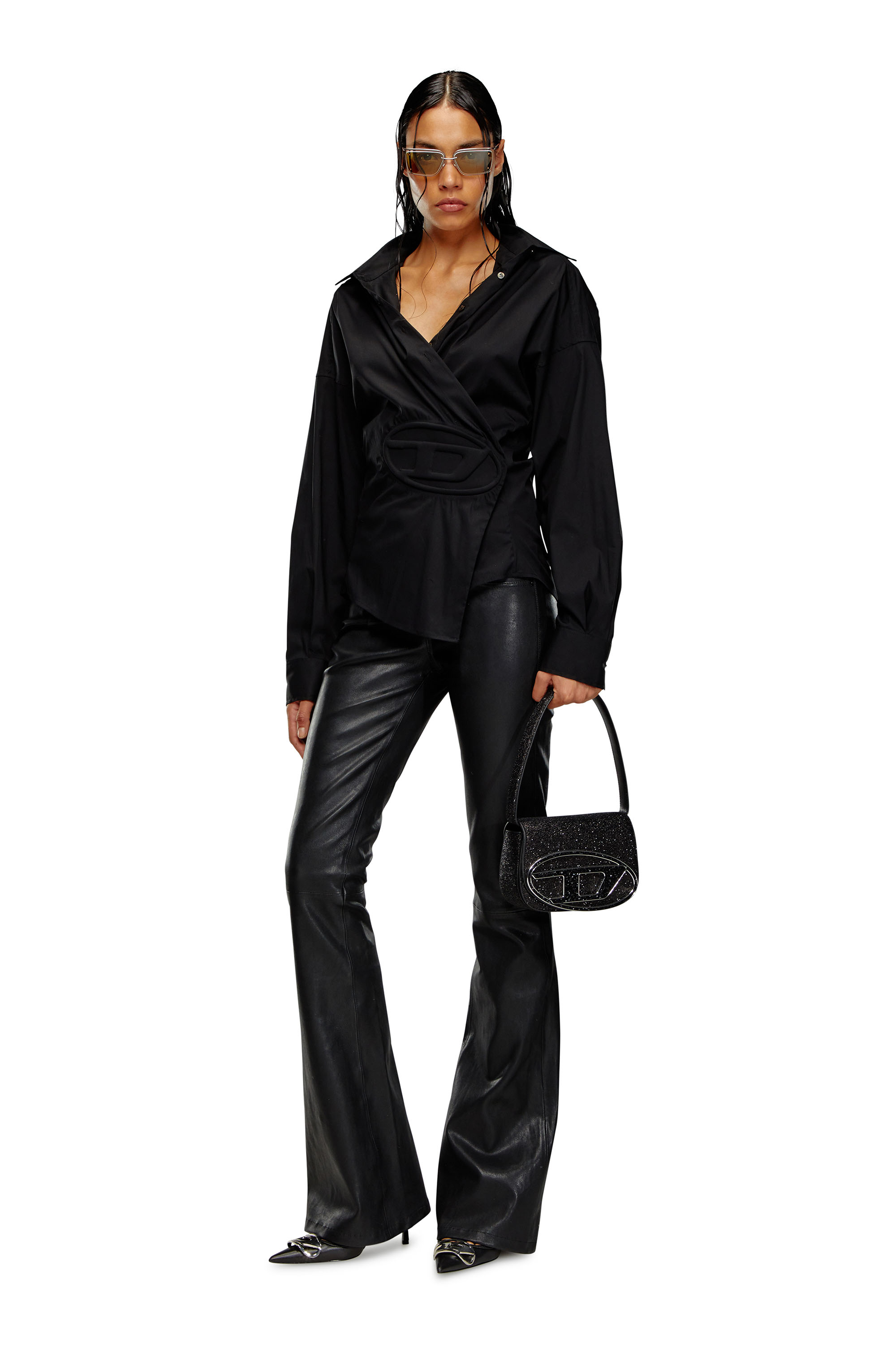 Diesel - 1DR, Female's 1DR-Iconic shoulder bag in glitter fabric in ブラック - 6