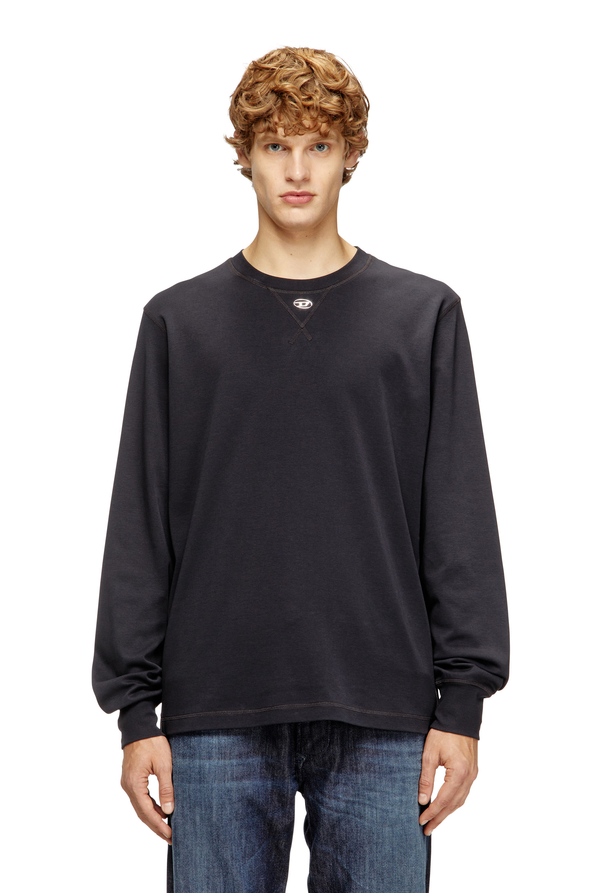 Diesel - T-MADJUST-LS-TR, Male's 長袖Tシャツ in ダークグレー - 1