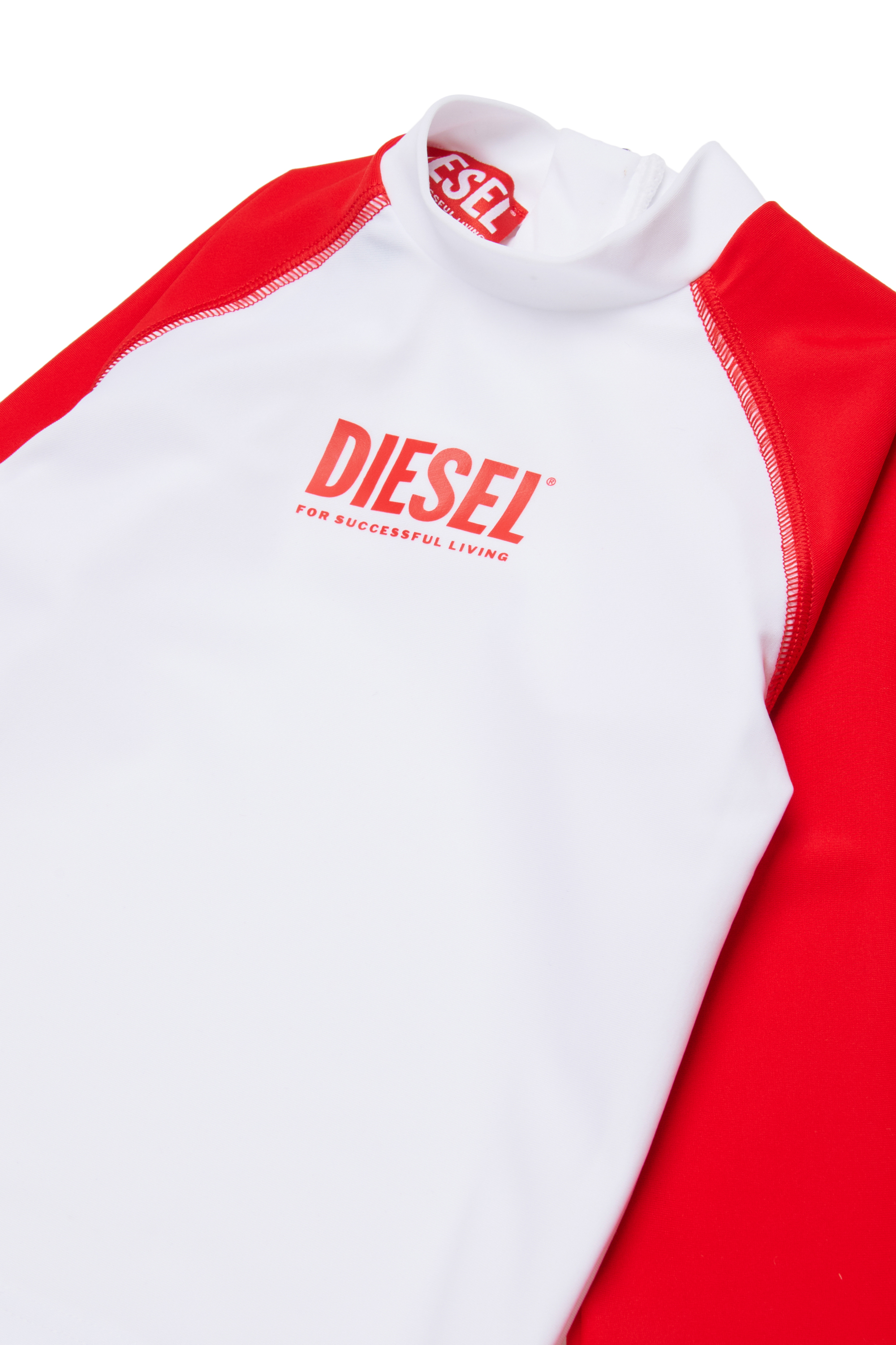 Diesel - MTRIB, Male's Rash guard with high neck in ホワイト/レッド/ブルー - 3