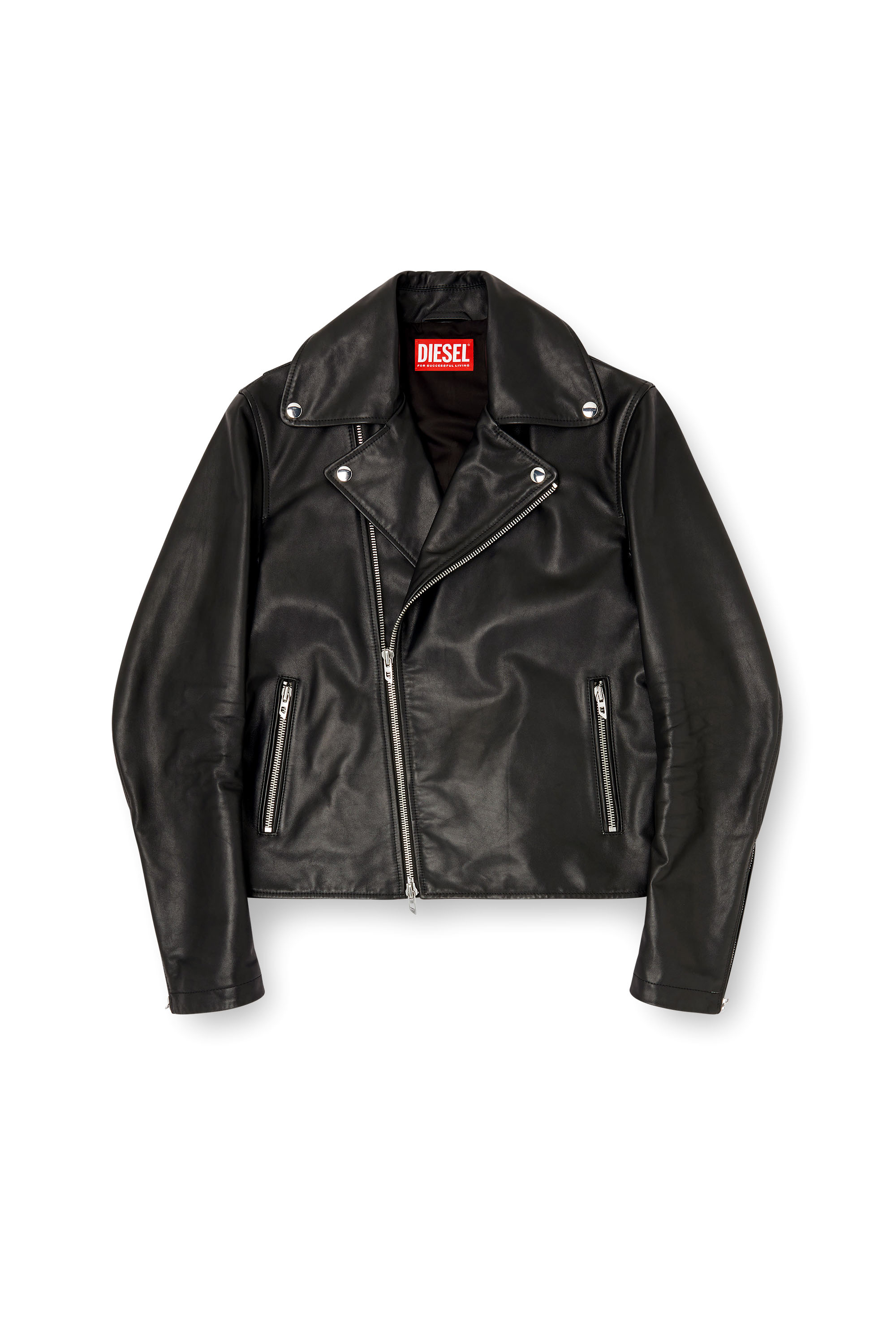 Diesel - L-EO-WRD, Male's Biker jacket in waxed leather in ブラック - 3