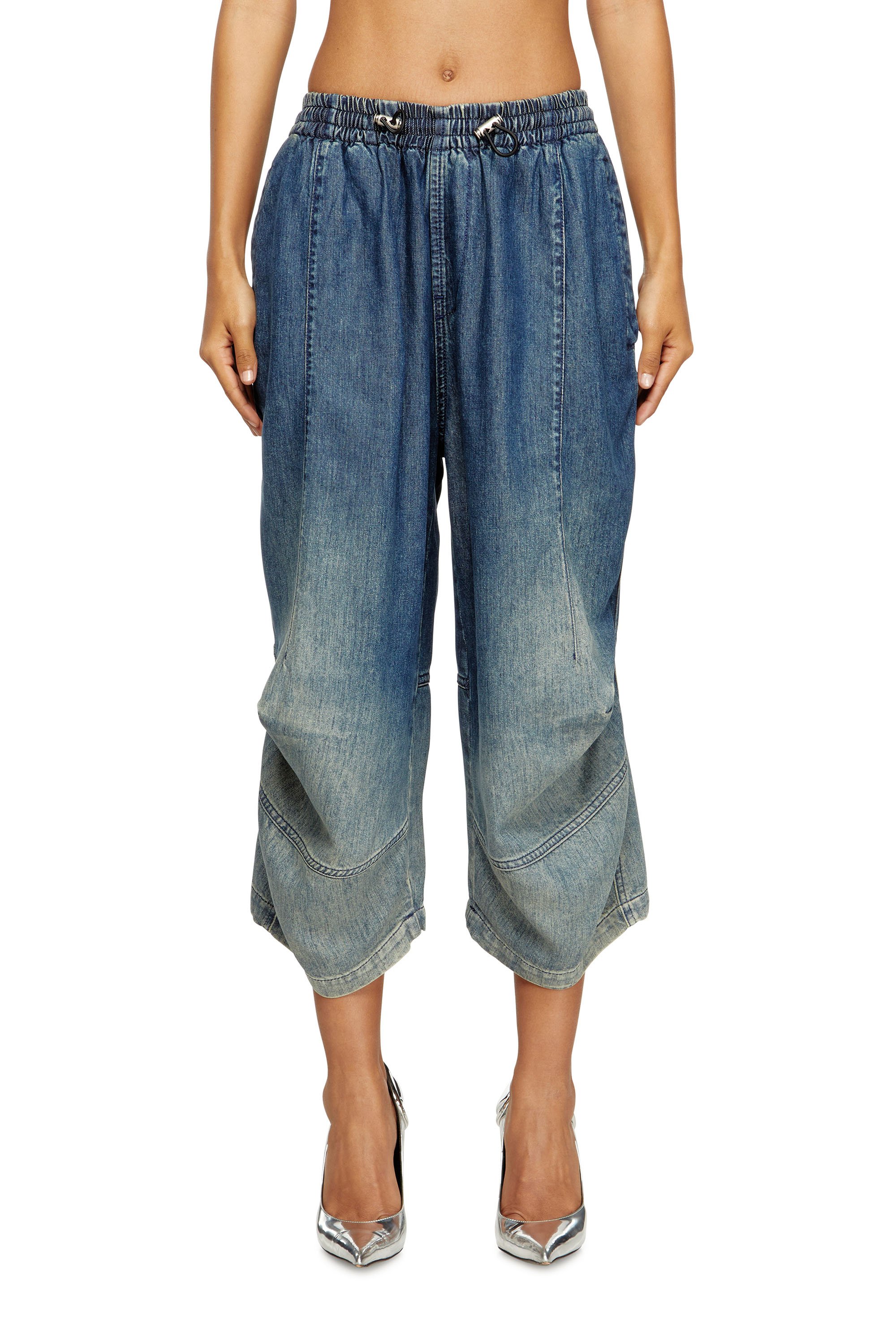 Diesel - D-PARI-SHORT-S, Unisex's Ergonomic shorts in shaded denim in ミディアムブルー - 1