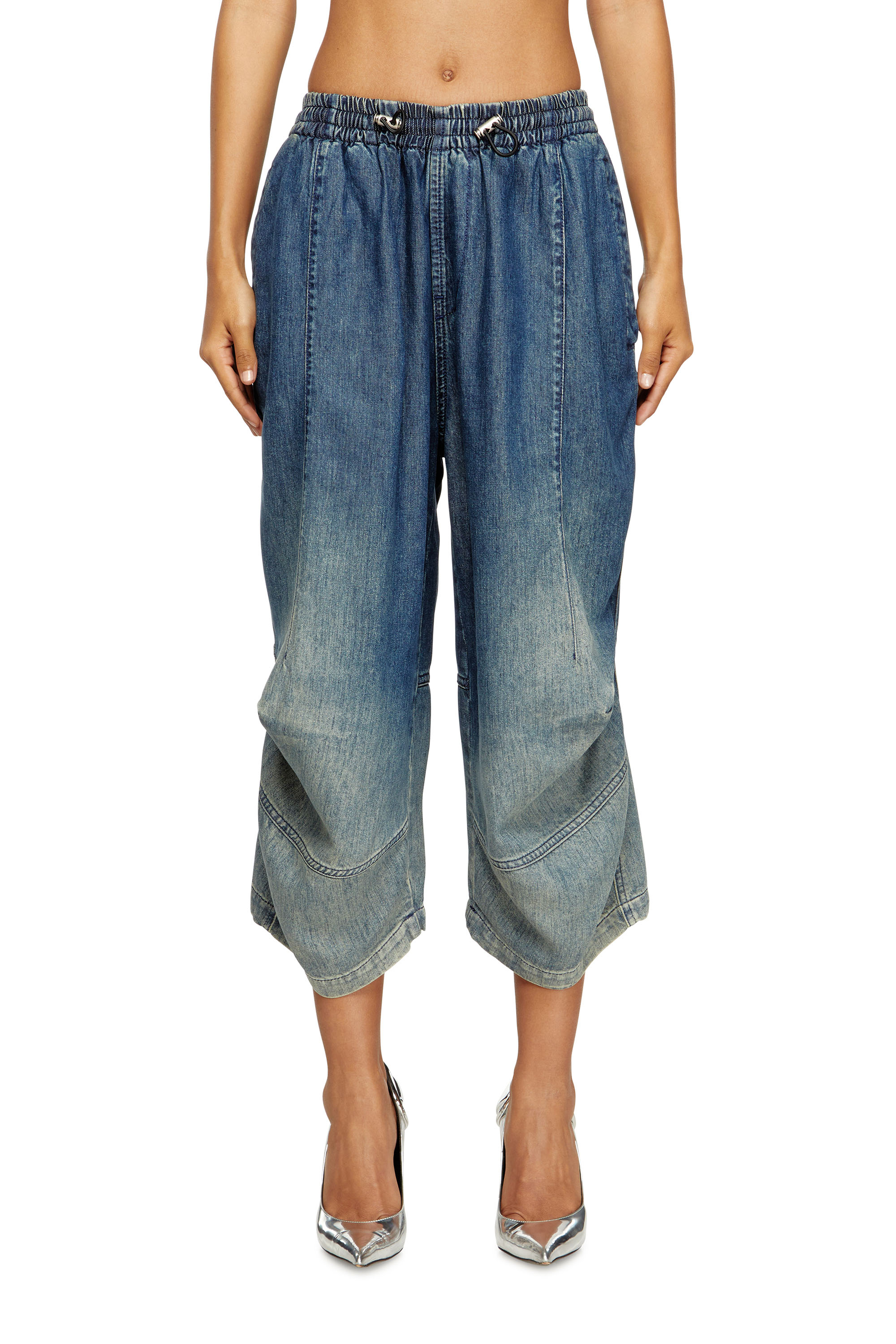 Diesel - D-PARI-SHORT-S, Unisex's Ergonomic shorts in shaded denim in ミディアムブルー - 5