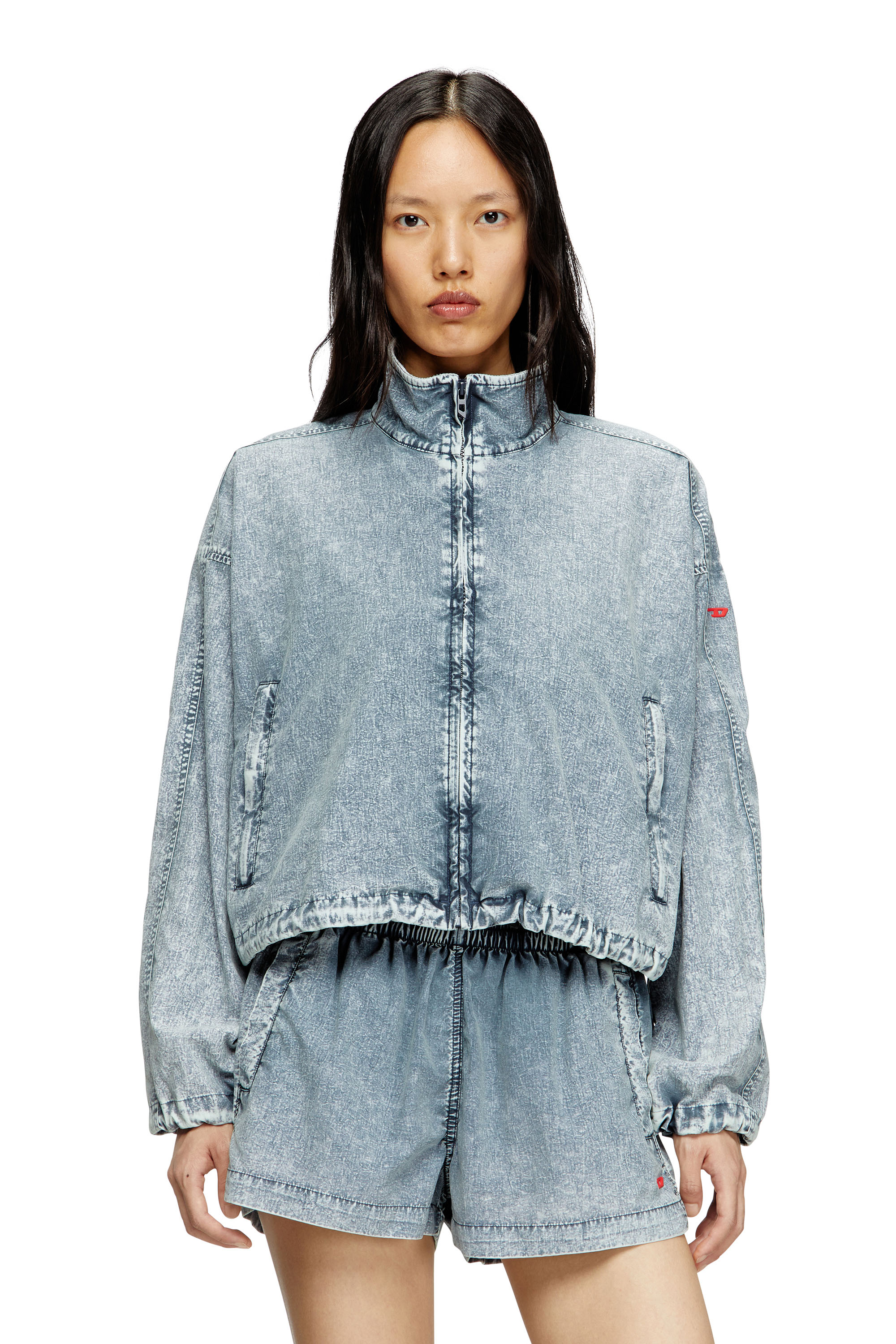 Diesel - G-LEAM-R1, Female's Cropped jacket in recycled nylon taslan in ライトブルー - 1