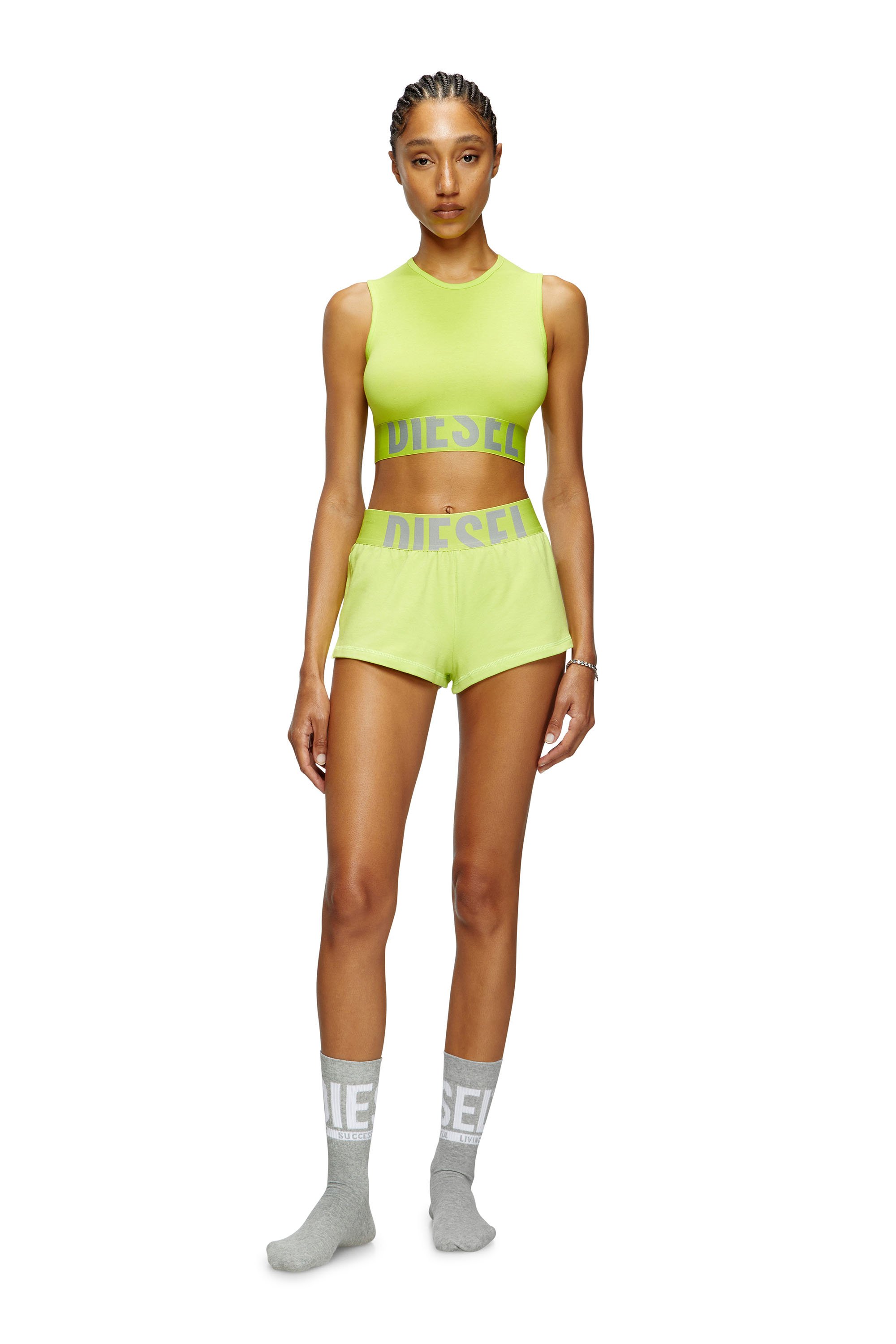 Diesel - ADA-D-POP, Female's Cropped tank top with cut-off logo in 蛍光グリーン - 2
