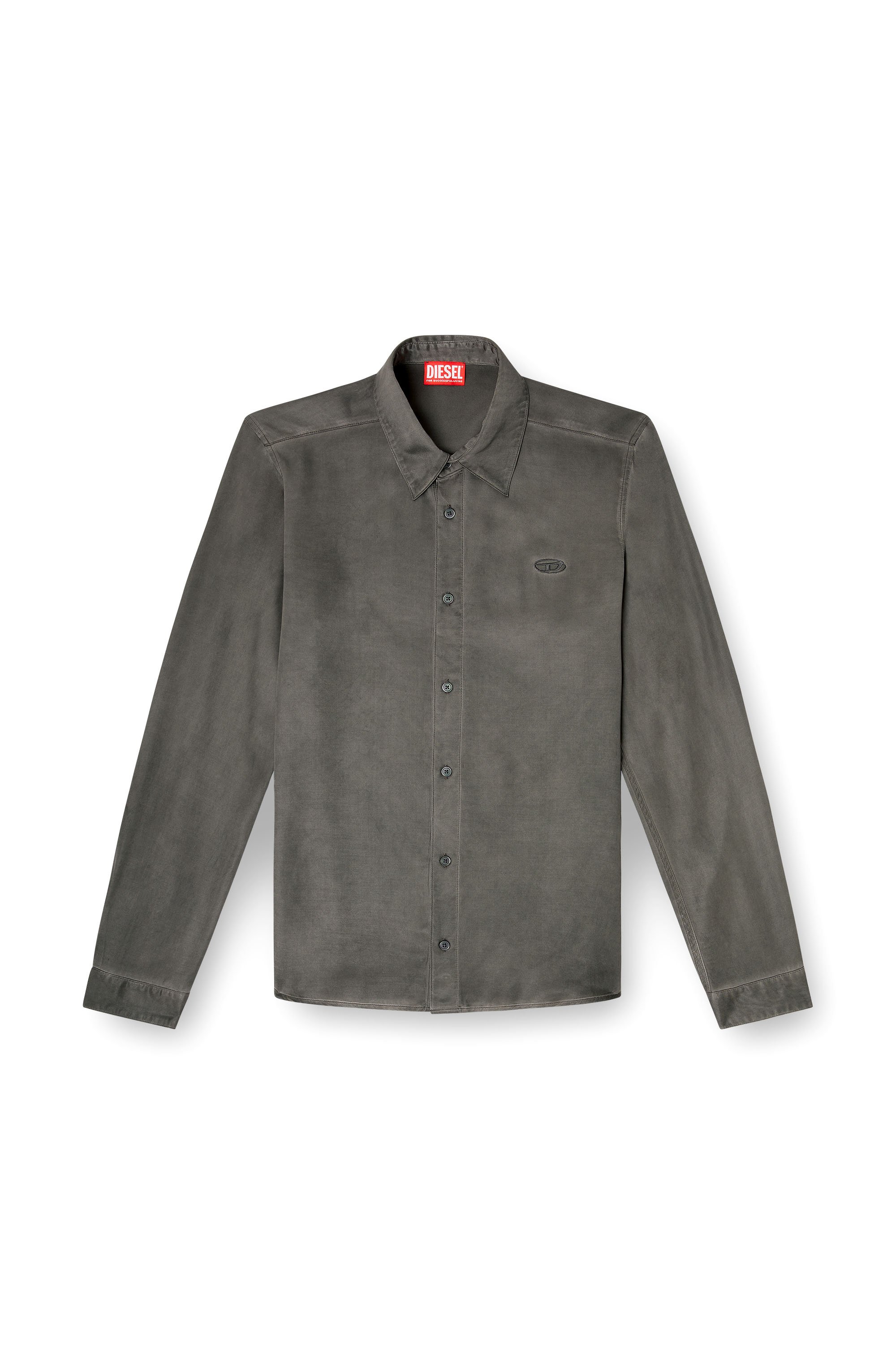 Diesel - S-KINNY-ALBG, Male's Shirt in treated fluid viscose in ダークグレー - 3